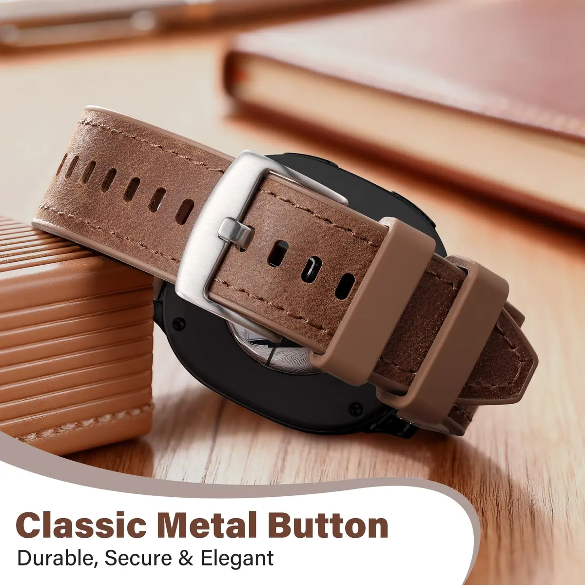 Dirrelo Hybrid Leather Silicone Watch Band for Galaxy Watch 8/9 40mm/44mm & Classic 46mm | Comfortable & Durable - view 4