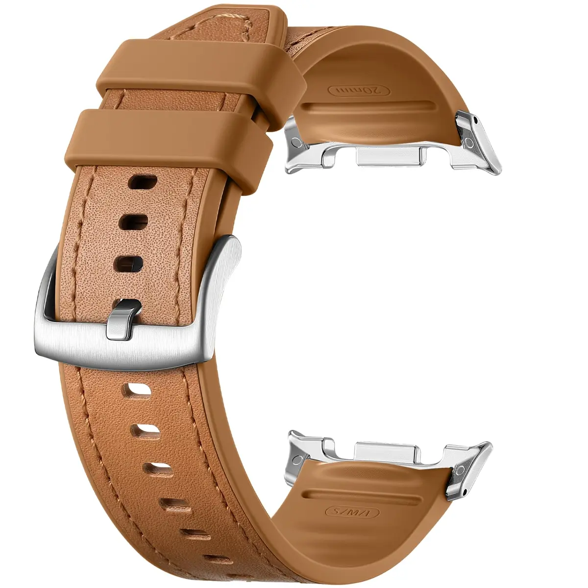 Dirrelo Hybrid Leather & Silicone Watch Band Compatible with Samsung Galaxy Watch 8/9 40mm/44mm & Classic 46mm | Breathable, Sweat-Resistant, Hypoallergenic - main product image