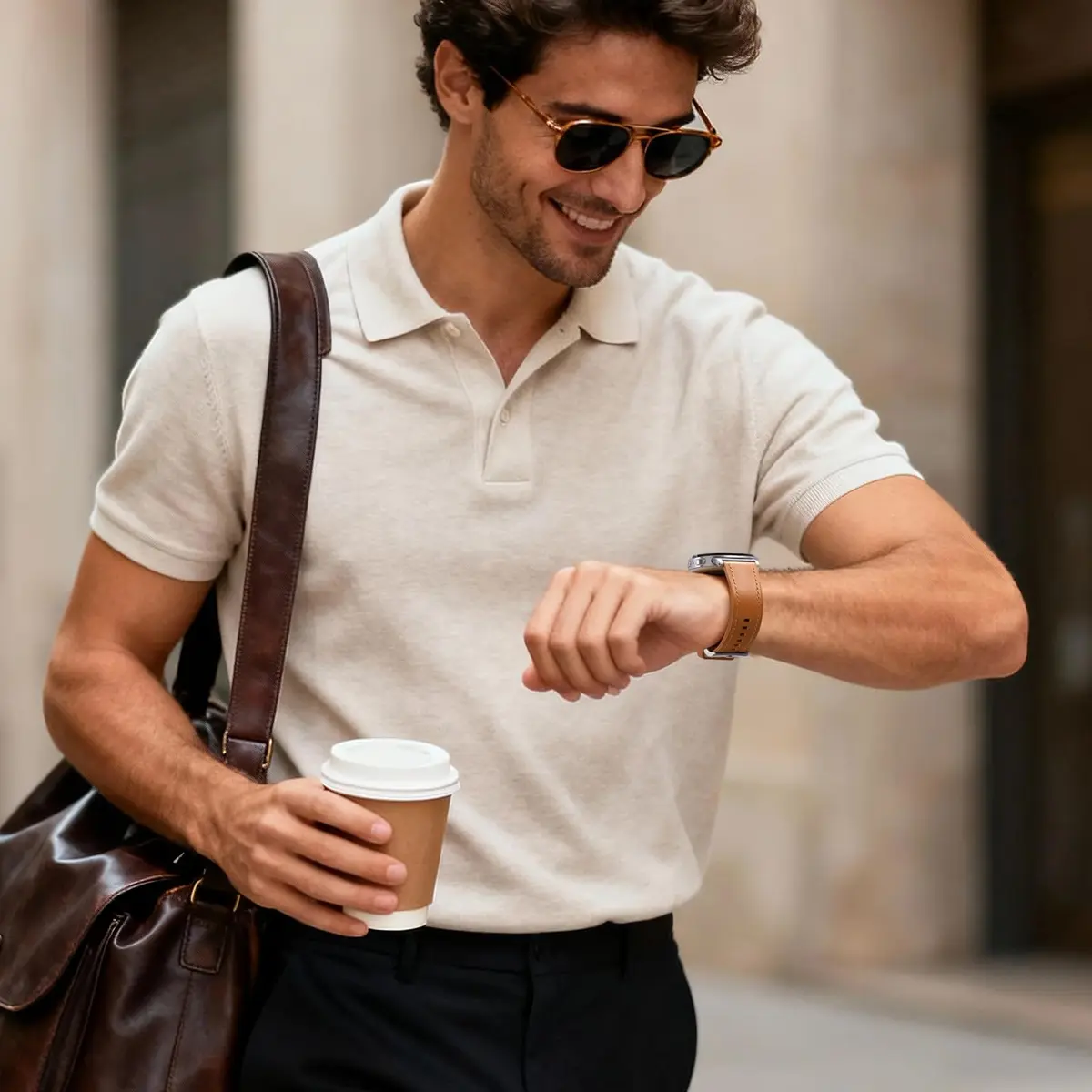 Dirrelo Hybrid Leather & Silicone Watch Band Compatible with Samsung Galaxy Watch 8/9 40mm/44mm & Classic 46mm | Breathable, Sweat-Resistant, Hypoallergenic - view 8