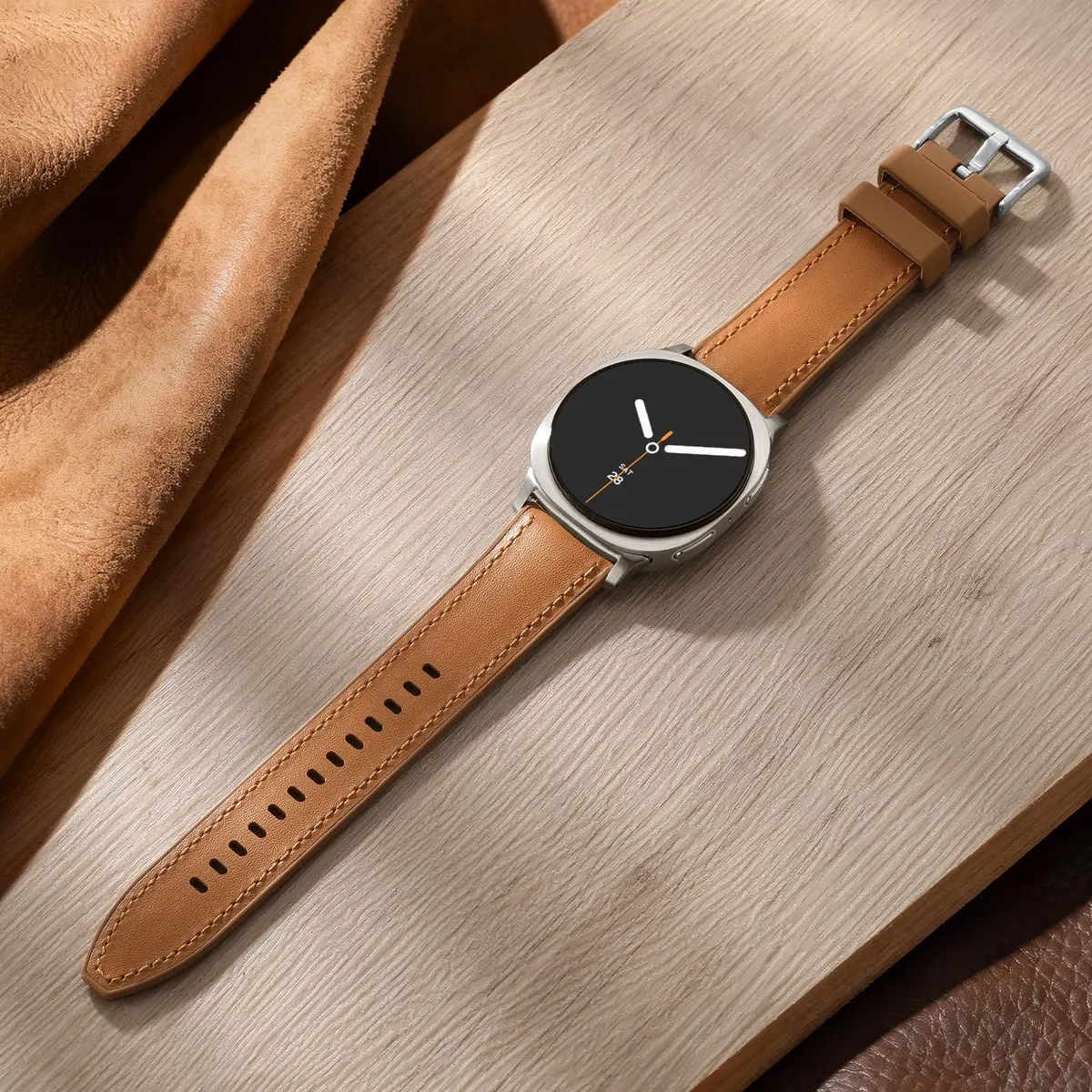 Dirrelo Hybrid Leather & Silicone Watch Band Compatible with Samsung Galaxy Watch 8/9 40mm/44mm & Classic 46mm | Breathable, Sweat-Resistant, Hypoallergenic - view 2