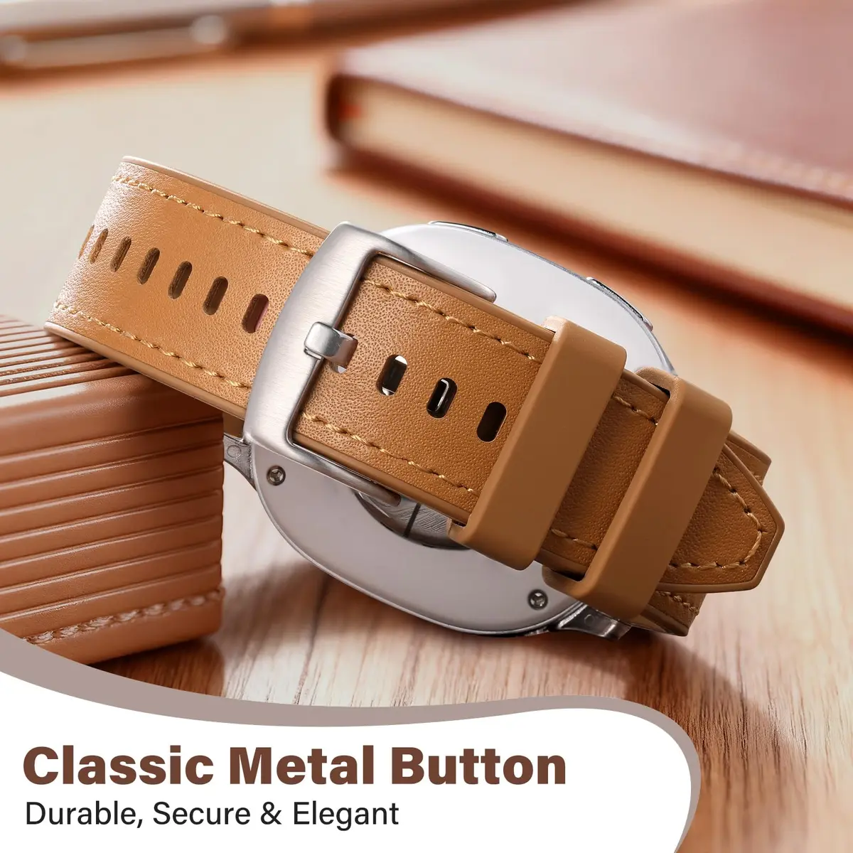 Dirrelo Hybrid Leather & Silicone Watch Band Compatible with Samsung Galaxy Watch 8/9 40mm/44mm & Classic 46mm | Breathable, Sweat-Resistant, Hypoallergenic - view 4