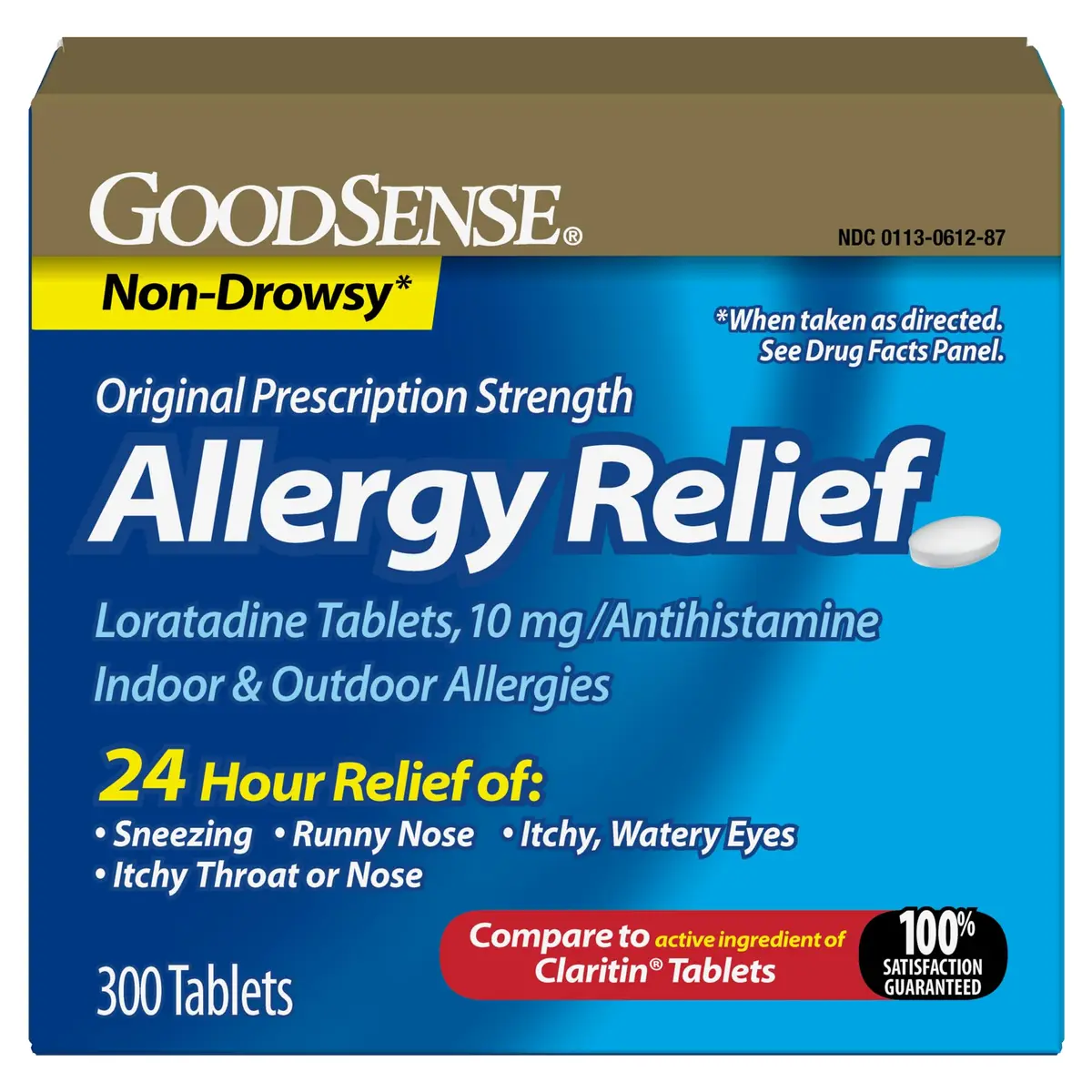 GoodSense Loratadine 10 mg Allergy Relief Tablets, 300 Count | Non-Drowsy 24-Hour Antihistamine - main product image