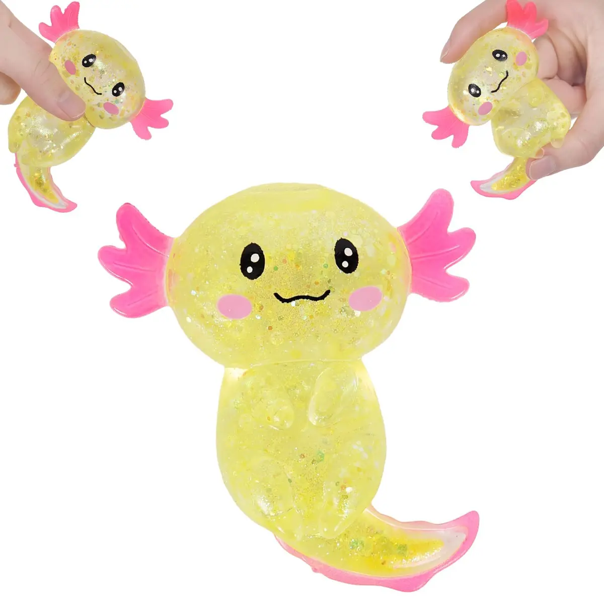 Puffwize Axolotl Squishy Stress Relief Toy Glitter Fidget Toy Yellow | 8.9 cm (3.5 inches) - main product image