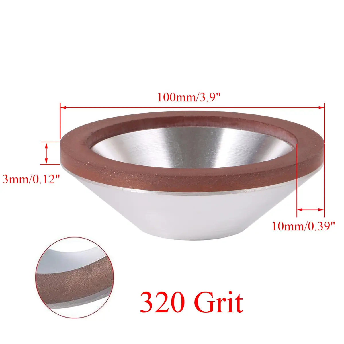 szzijia 4-Inch 100mm Grit 320 Diamond Coated Concave Cup Shaped Grinding Wheel for Carbide Metal | High-Precision Alloy & Ceramic Grinding - view 3