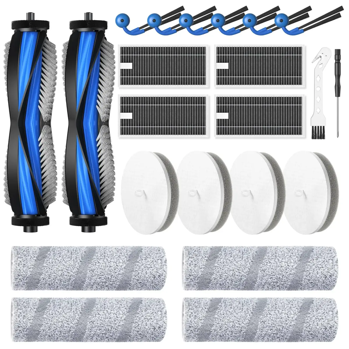 Lacvik 22 Pack X11 OmniCyclone Accessories for Ecovacs Deebot X11 OmniCyclone & Yeedi S20 Infinity Robot Vacuum | HEPA Filters, Roller Brushes, Side Brushes - main product image