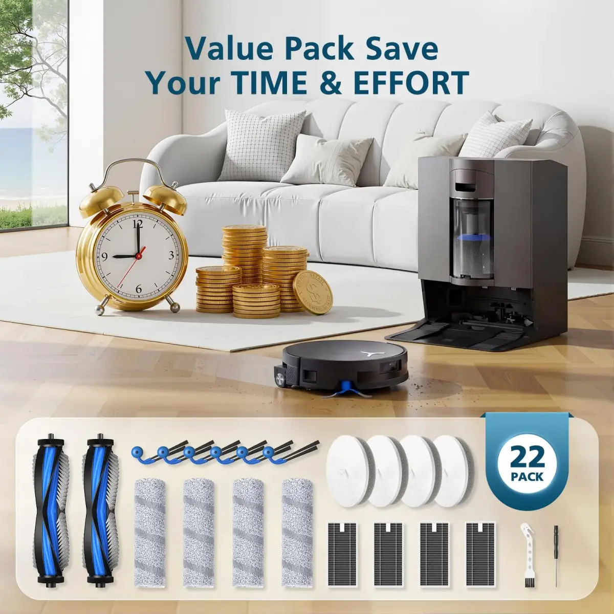 Lacvik 22 Pack X11 OmniCyclone Accessories for Ecovacs Deebot X11 OmniCyclone & Yeedi S20 Infinity Robot Vacuum | HEPA Filters, Roller Brushes, Side Brushes - view 8