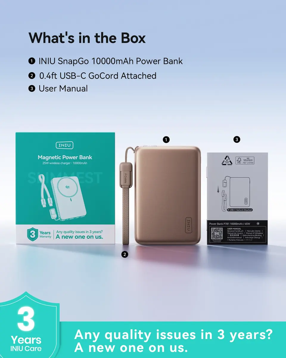 INIU Power Bank 25W Portable Charger 10000mAh | Slim Magnetic Fast Charge for iPhone - view 4