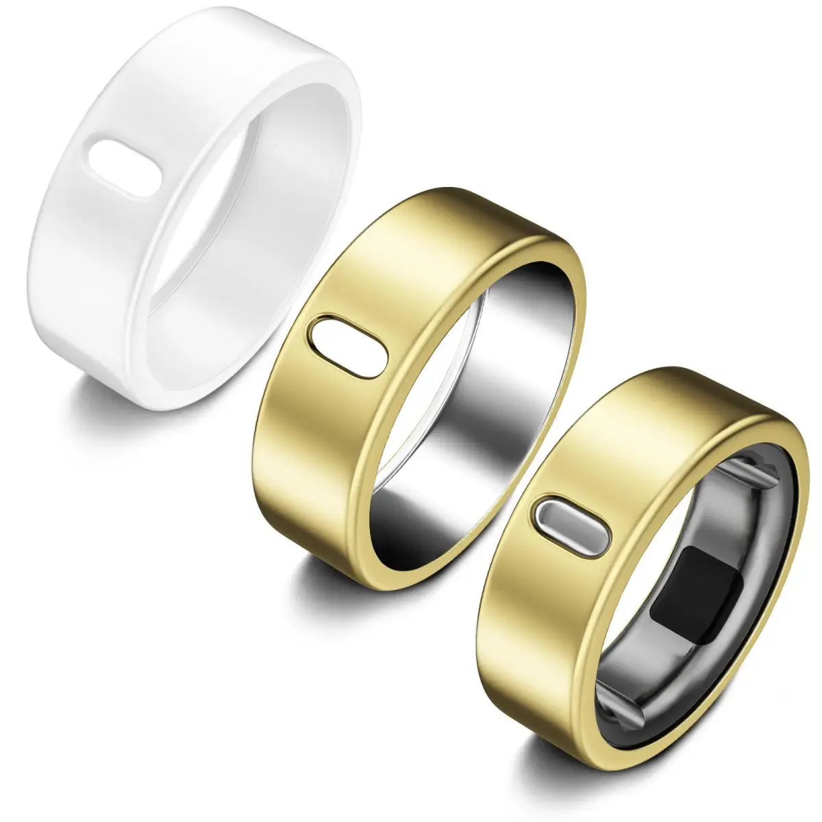 ZOOROO Oura Ring Gen 3/4 Cover 3-Pack Size 10 (Gold*2+White) | Anti-Scratch TPU Protector with Charging Hole - main product image