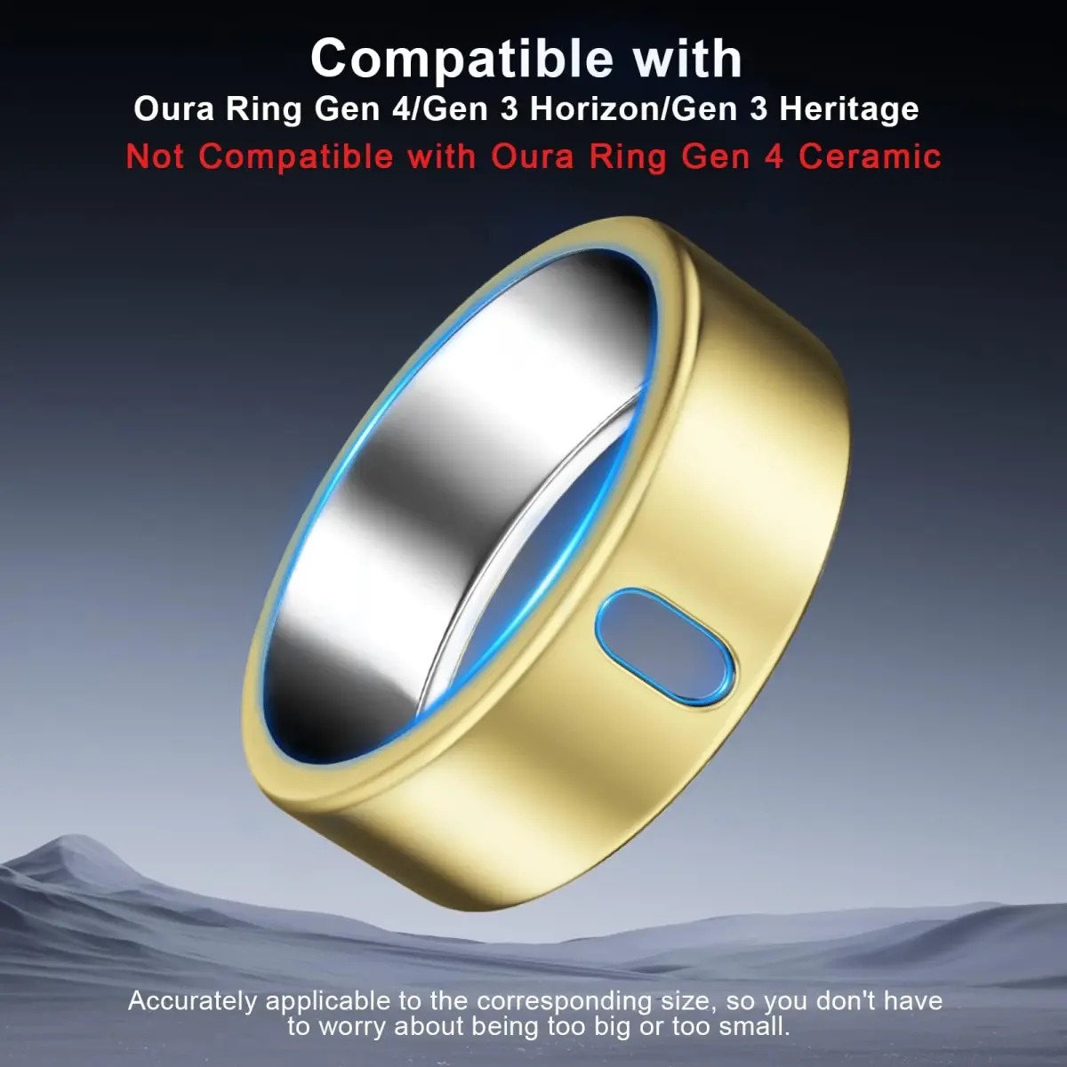 ZOOROO Oura Ring Gen 3/4 Cover 3-Pack Size 10 (Gold*2+White) | Anti-Scratch TPU Protector with Charging Hole - view 2