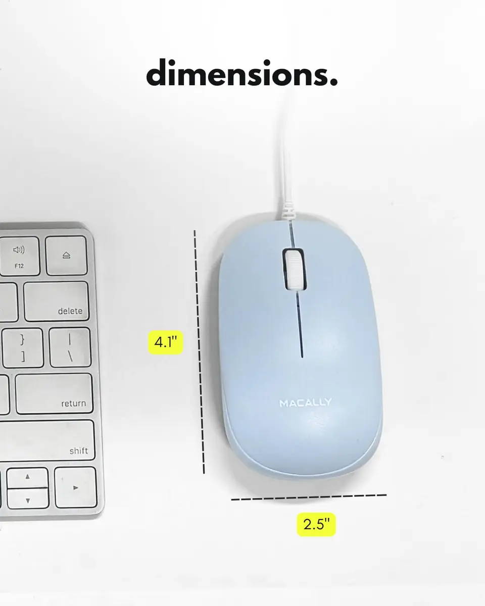 Macally Wired Mouse for Mac and PC - Dual USB C + A Plug - Ambidextrous 3 Button, 1200 DPI, Blue - view 7