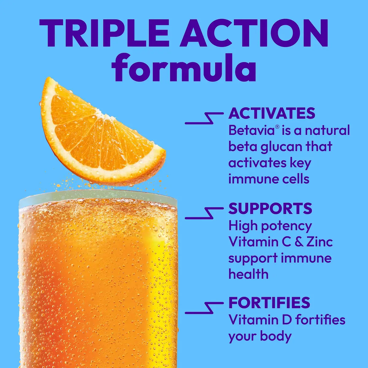 Emergen-C Immune+ Triple Action Immune Support Powder, BetaVia (R), 1000mg Vitamin C, B Vitamins, Vitamin D and Antioxidants, Super Orange – 30 Count, Pack of 3 | Supports immune health in India - view 3