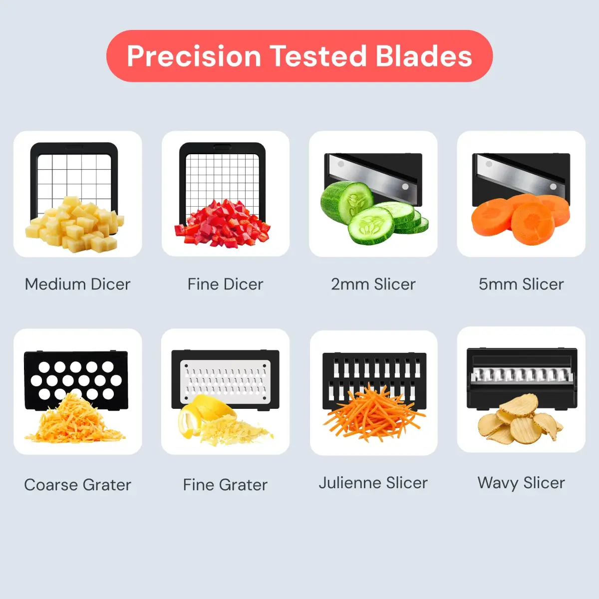 Fullstar Pro XL Vegetable Chopper & Mandoline Slicer with Catch Tray, 1.8L Container | 8 Interchangeable Stainless Steel Blades - view 4