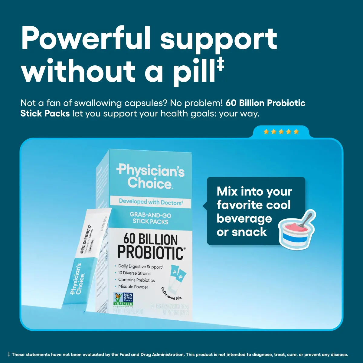Physician's Choice 60 Billion CFU Probiotic Stick Packs 24CT | Supports Digestive & Gut Health - view 2