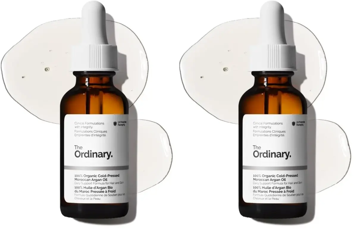 The Ordinary 100% Organic Cold-Pressed Moroccan Argan Oil 2x30ml (2 Fl Oz) | Nourishing Skin & Hair Treatment - main product image