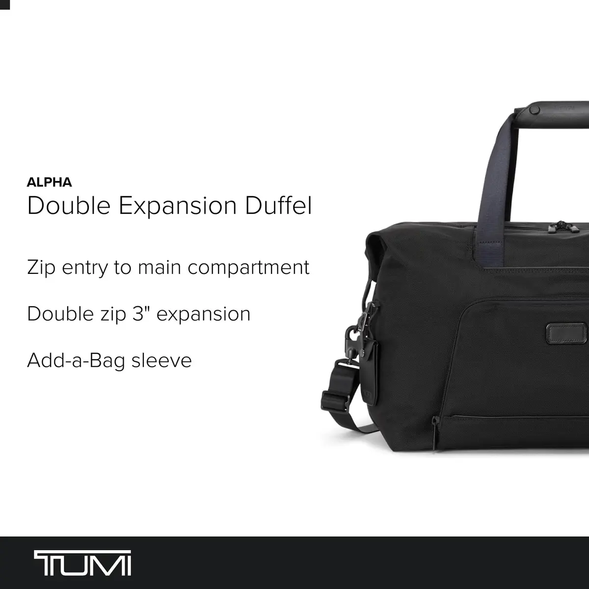 TUMI Unisex Double Expansion Duffel, Black | 31L Capacity, Expandable for Long Weekends - view 2