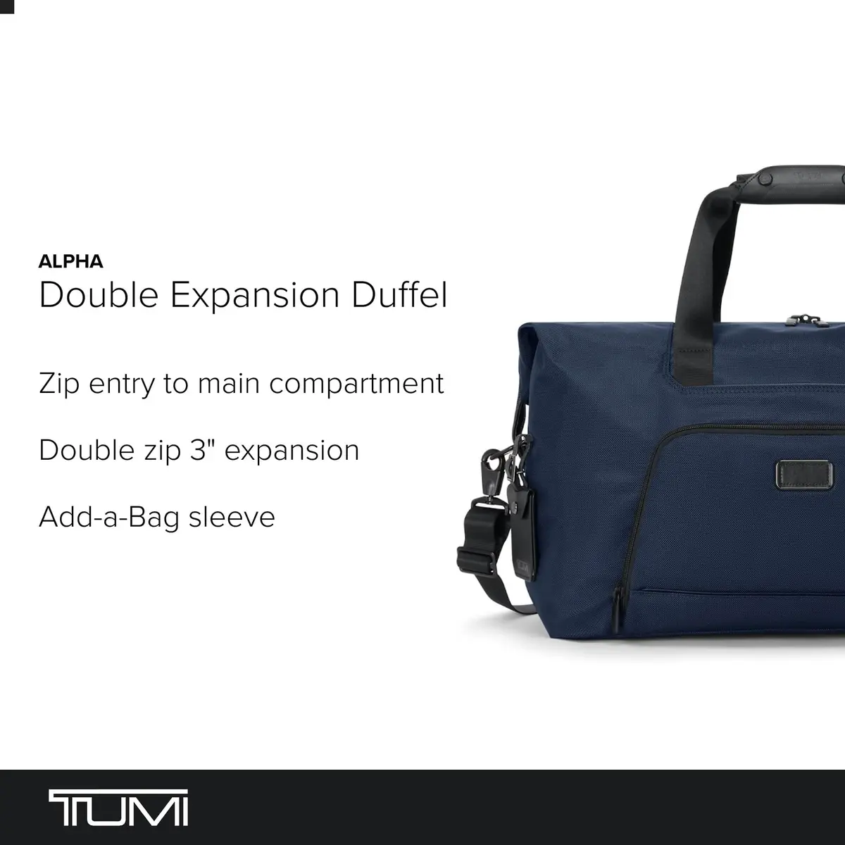 TUMI Unisex Double Expansion Duffel Navy | 31.3L Nylon Travel Bag for Long Weekends - view 2