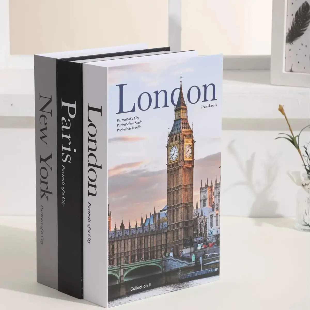 YOYMJBY Faux Decorative Books Set of 3 | Paris London New York Aesthetic Decor for Coffee Tables & Shelves - main product image
