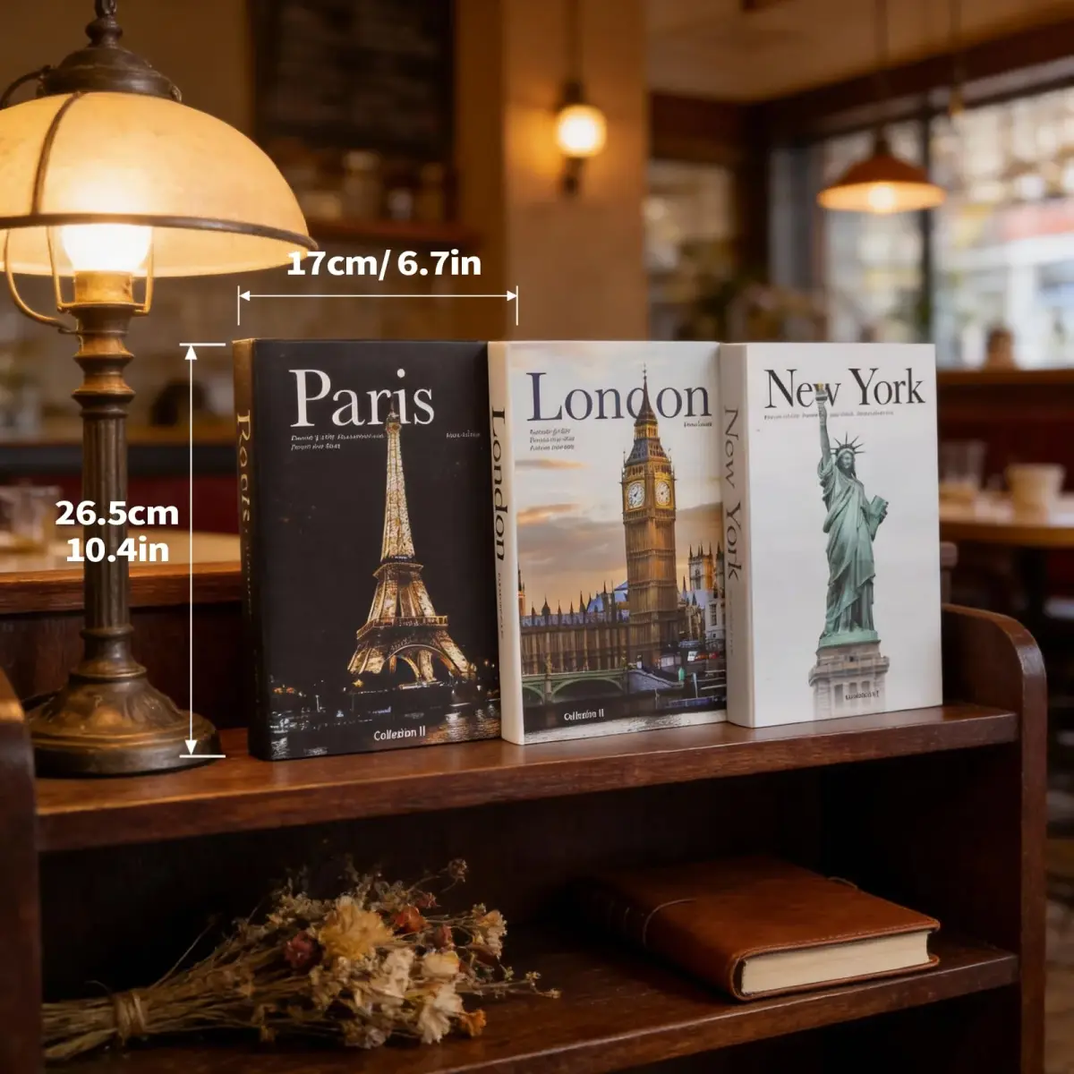 YOYMJBY Faux Decorative Books Set of 3 | Paris London New York Aesthetic Decor for Coffee Tables & Shelves - view 5
