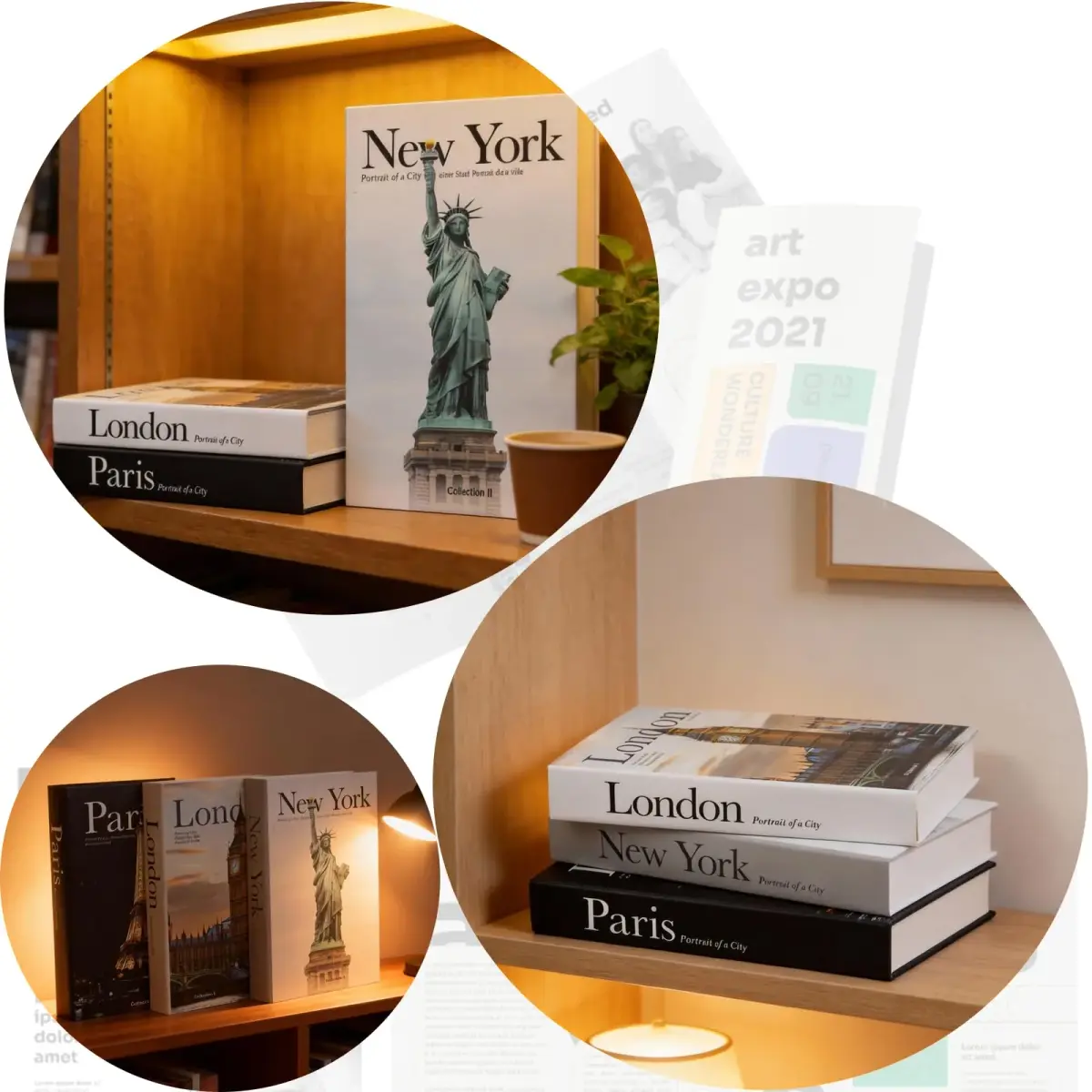 YOYMJBY Faux Decorative Books Set of 3 | Paris London New York Aesthetic Decor for Coffee Tables & Shelves - view 7
