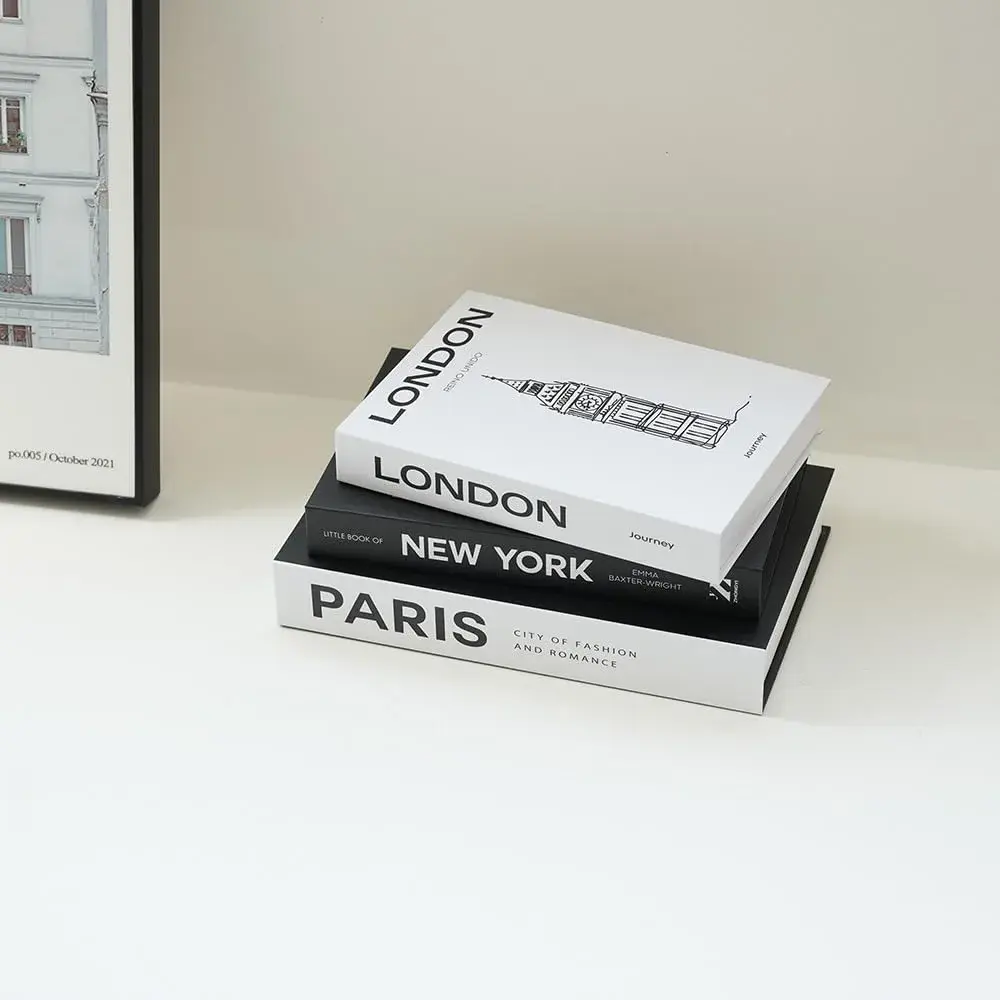 YOYMJBY Faux Decorative Books for Home Decor Set of 3 | Aesthetic Coffee Table Books for Shelf Accessories (3-Mix-Paris Newyork London) - view 5