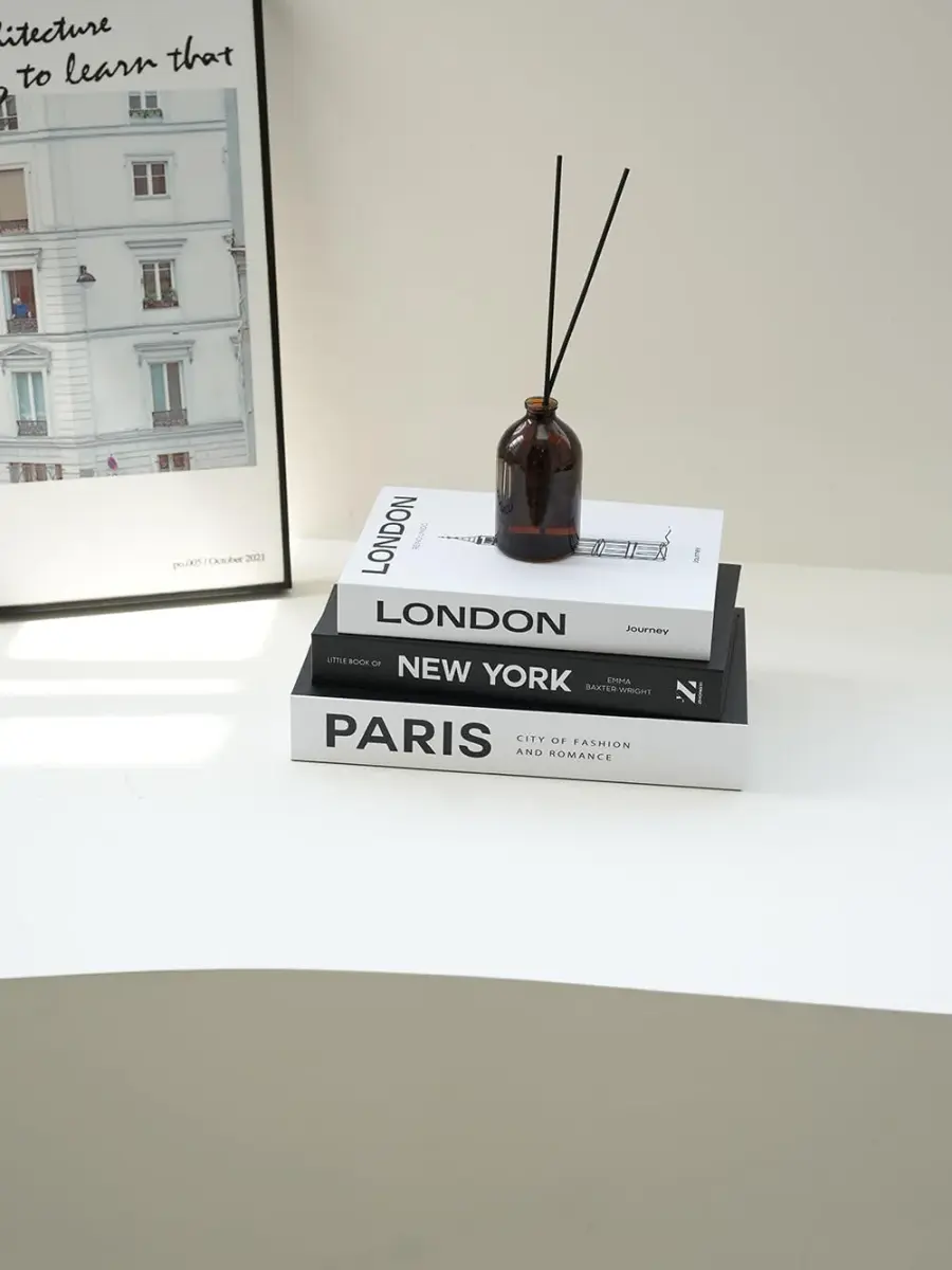 YOYMJBY Faux Decorative Books for Home Decor Set of 3 | Aesthetic Coffee Table Books for Shelf Accessories (3-Mix-Paris Newyork London) - view 6