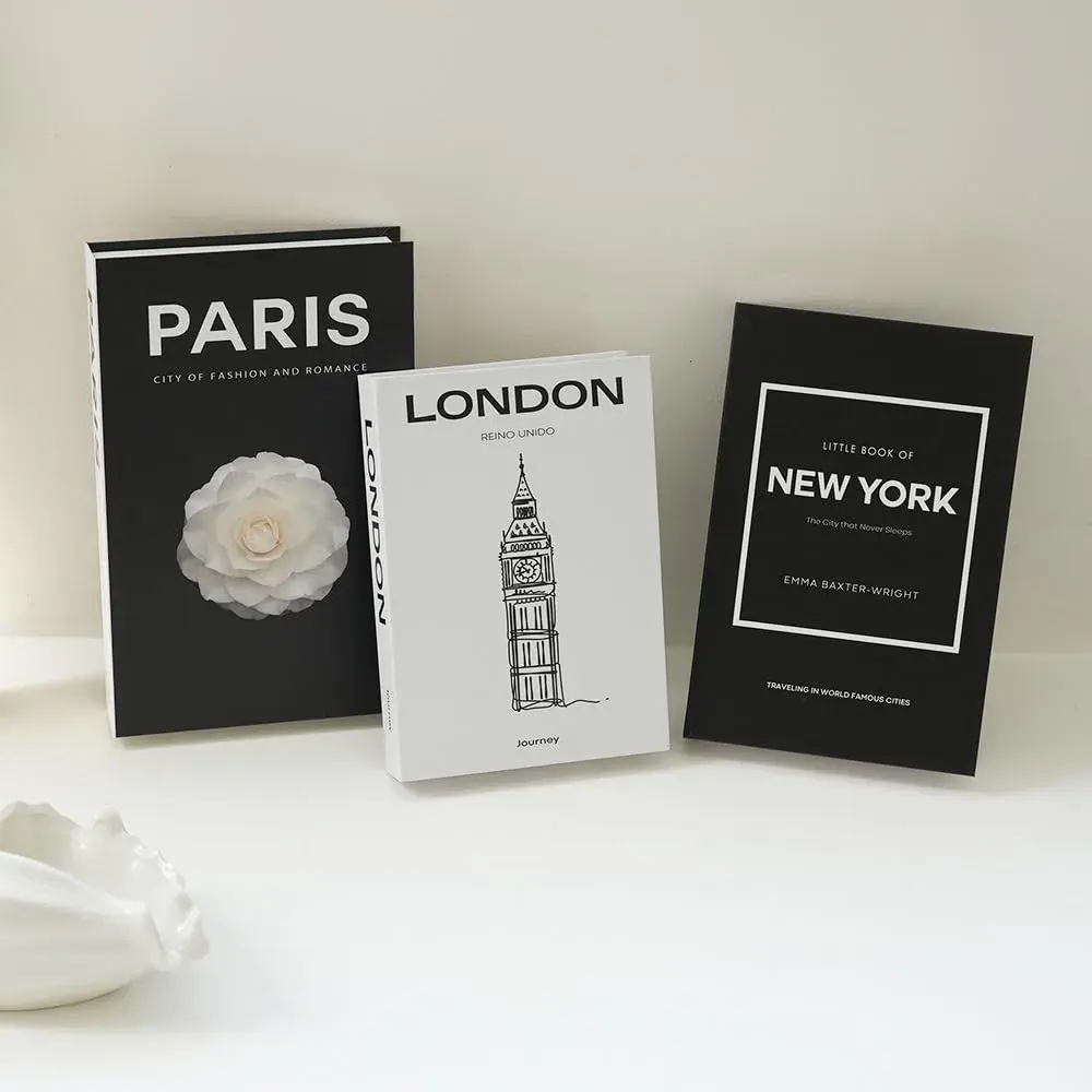 YOYMJBY Faux Decorative Books for Home Decor Set of 3 | Aesthetic Coffee Table Books for Shelf Accessories (3-Mix-Paris Newyork London) - view 7