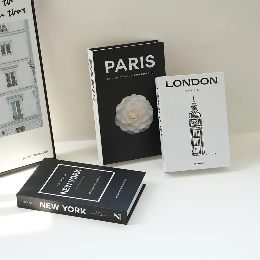 YOYMJBY Faux Decorative Books for Home Decor Set of 3 | Aesthetic Coffee Table Books for Shelf Accessories (3-Mix-Paris Newyork London) - view 3
