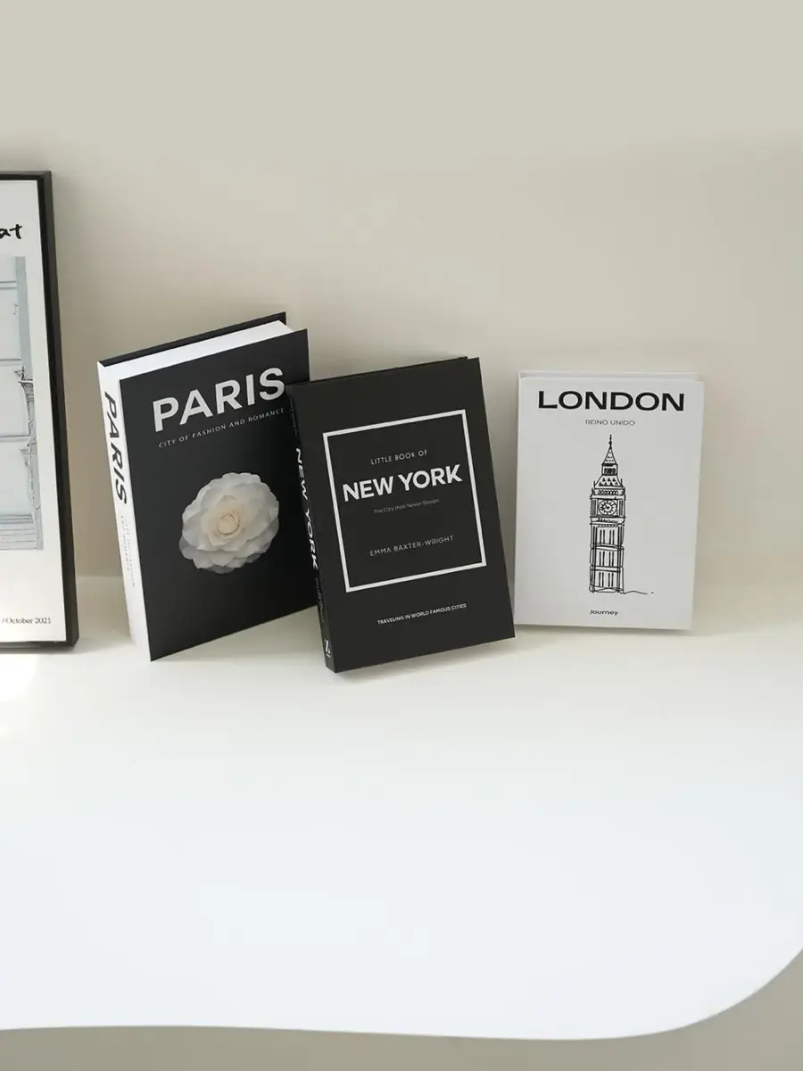 YOYMJBY Faux Decorative Books for Home Decor Set of 3 | Aesthetic Coffee Table Books for Shelf Accessories (3-Mix-Paris Newyork London) - view 4