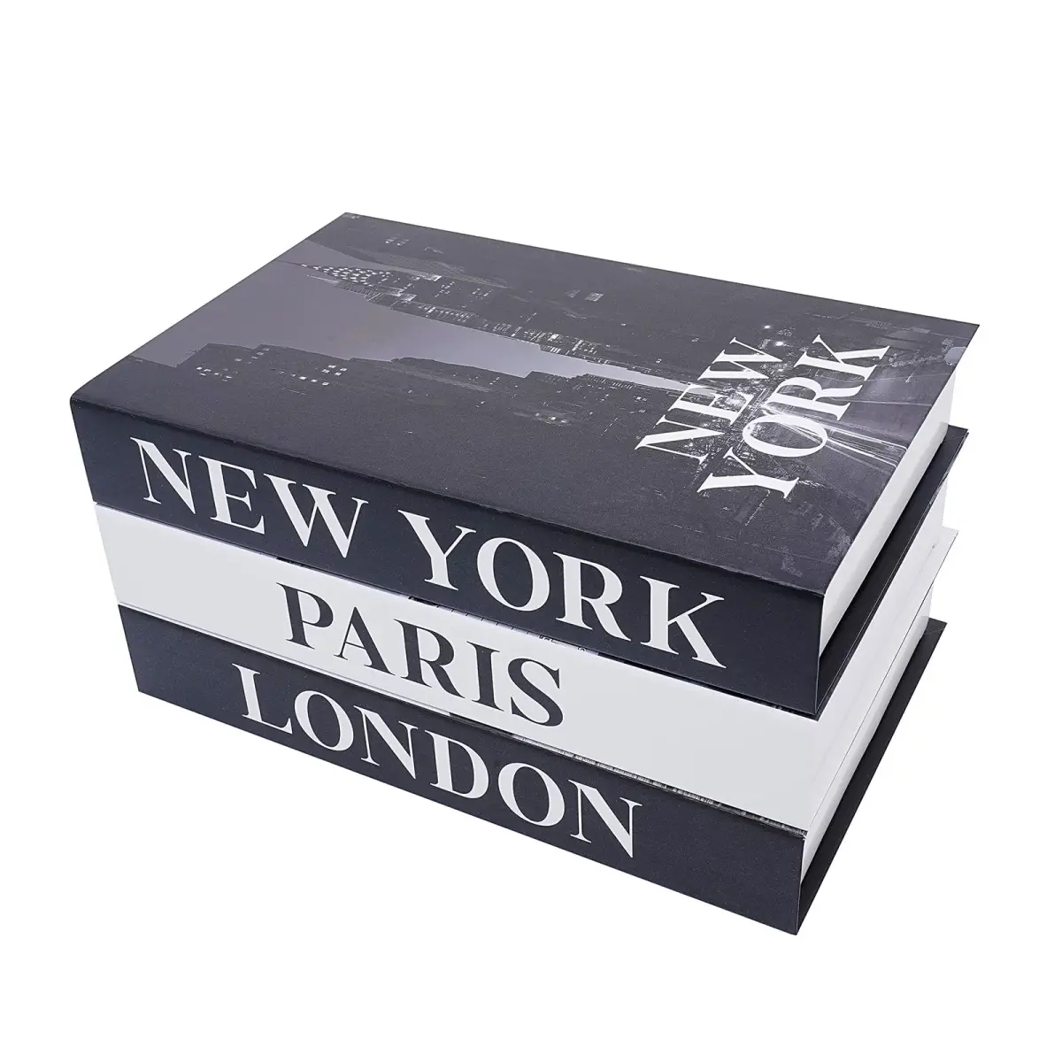 YOYMJBY Faux Decorative Books Set 3-Paris London Newyork Kiss | Aesthetic Home Decor for Coffee Tables & Shelves - main product image