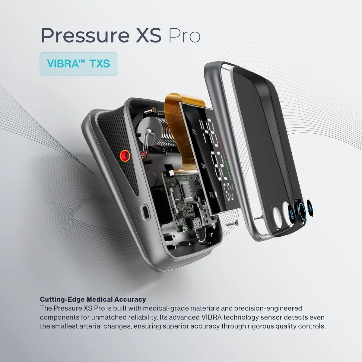 Oxiline Pressure XS Pro Bluetooth Blood Pressure Monitor, Upper Arm Cuff 22–42 cm, Accurate Digital Systolic/Diastolic, Large Display, Mobile App Compatible (1 Unit) - view 2