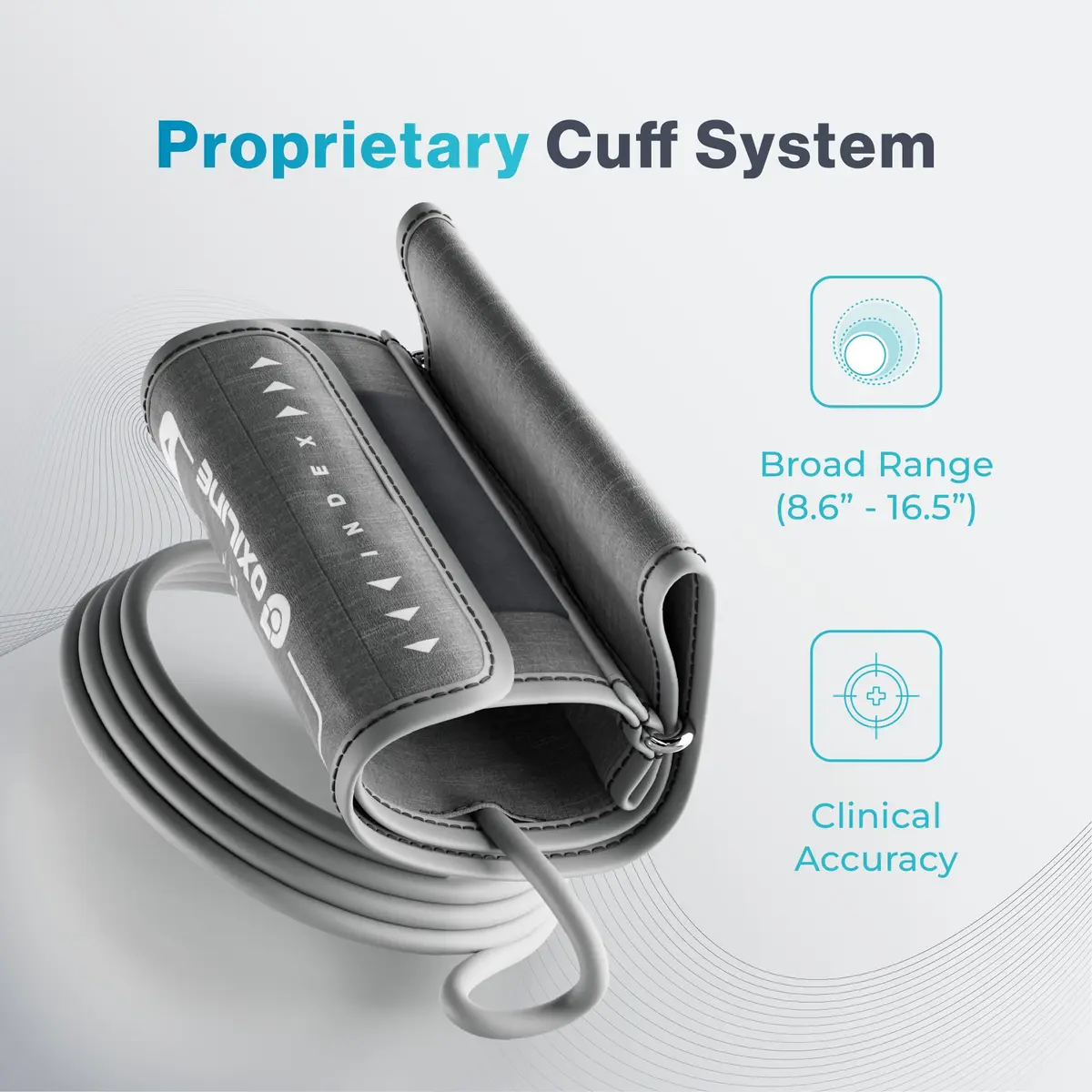 Oxiline Pressure XS Pro Bluetooth Blood Pressure Monitor, Upper Arm Cuff 22–42 cm, Accurate Digital Systolic/Diastolic, Large Display, Mobile App Compatible (1 Unit) - view 3