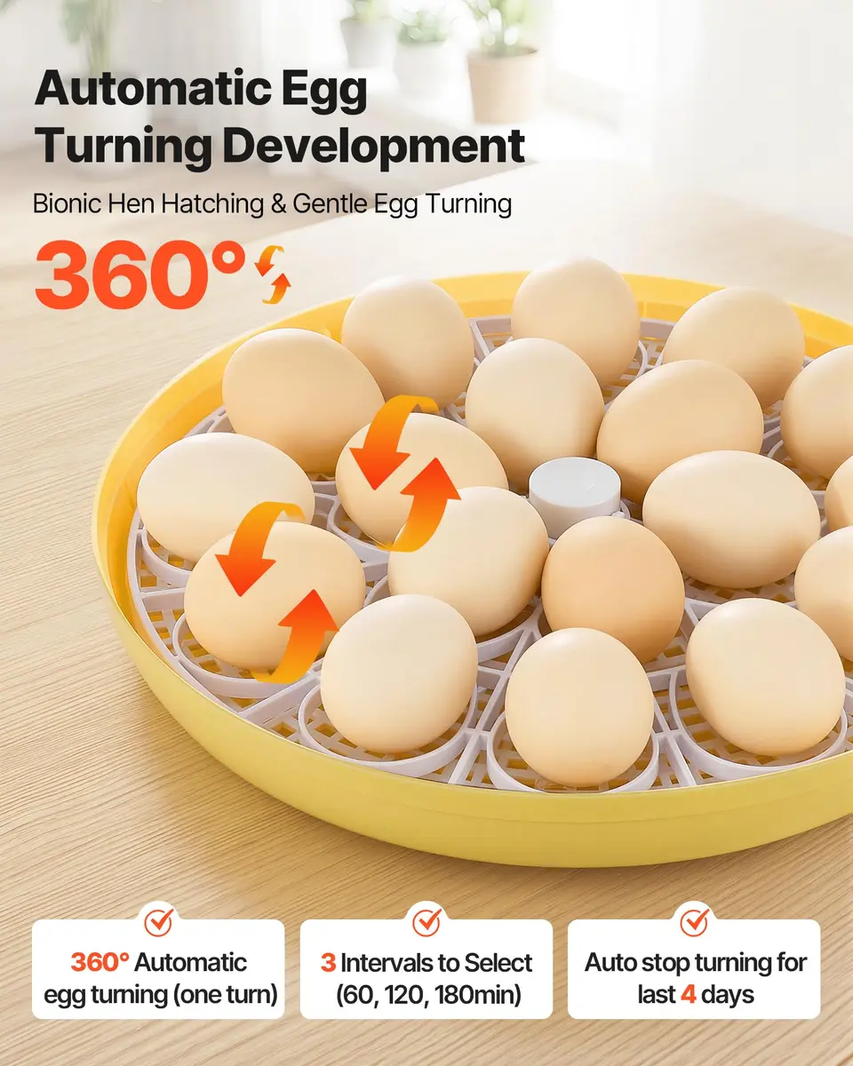 VEVOR 18-Egg Incubator Automatic Poultry Egg Turner with LED Candler | 360° Air Circulation & Humidity Control - view 4