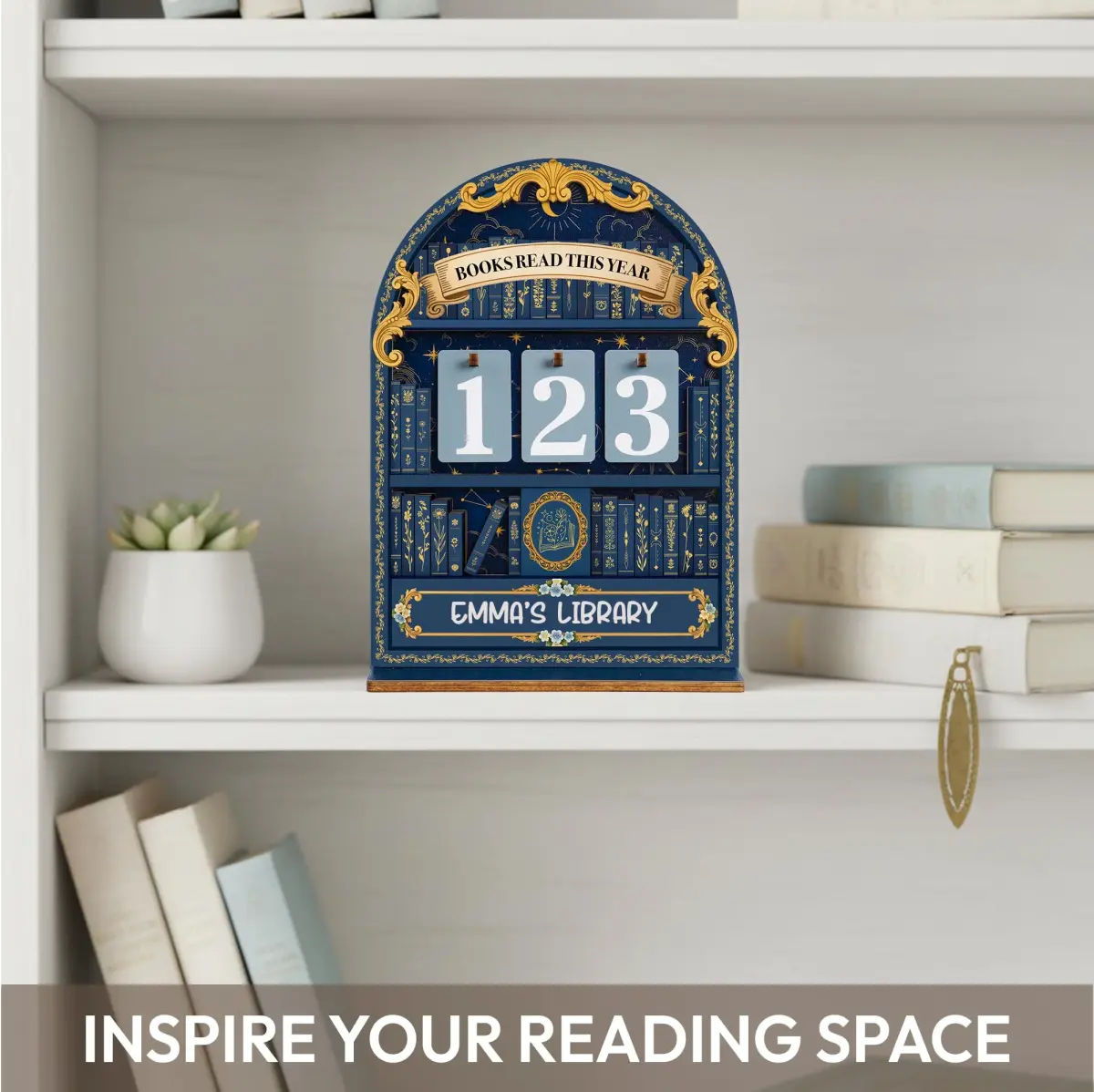 DINIZON Books Read This Year Counter Wooden Book Tracker 7 inch (17.78 cm) | Celebrate Your Reading Journey - view 6