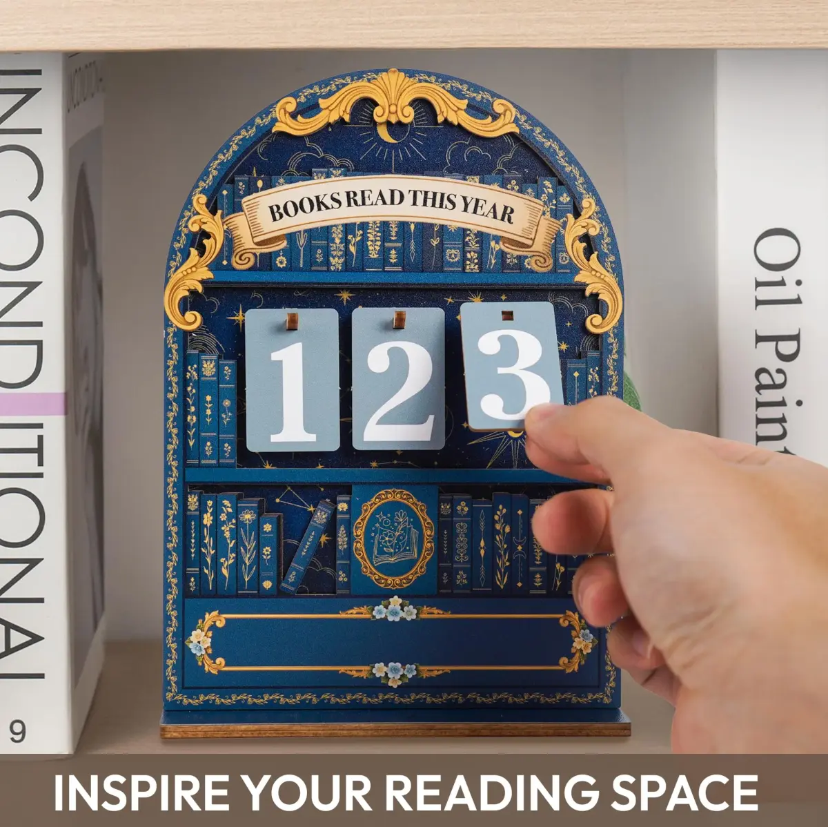 DINIZON Books Read This Year Counter Wooden Book Tracker 7 inch (17.78 cm) | Celebrate Your Reading Journey - view 2