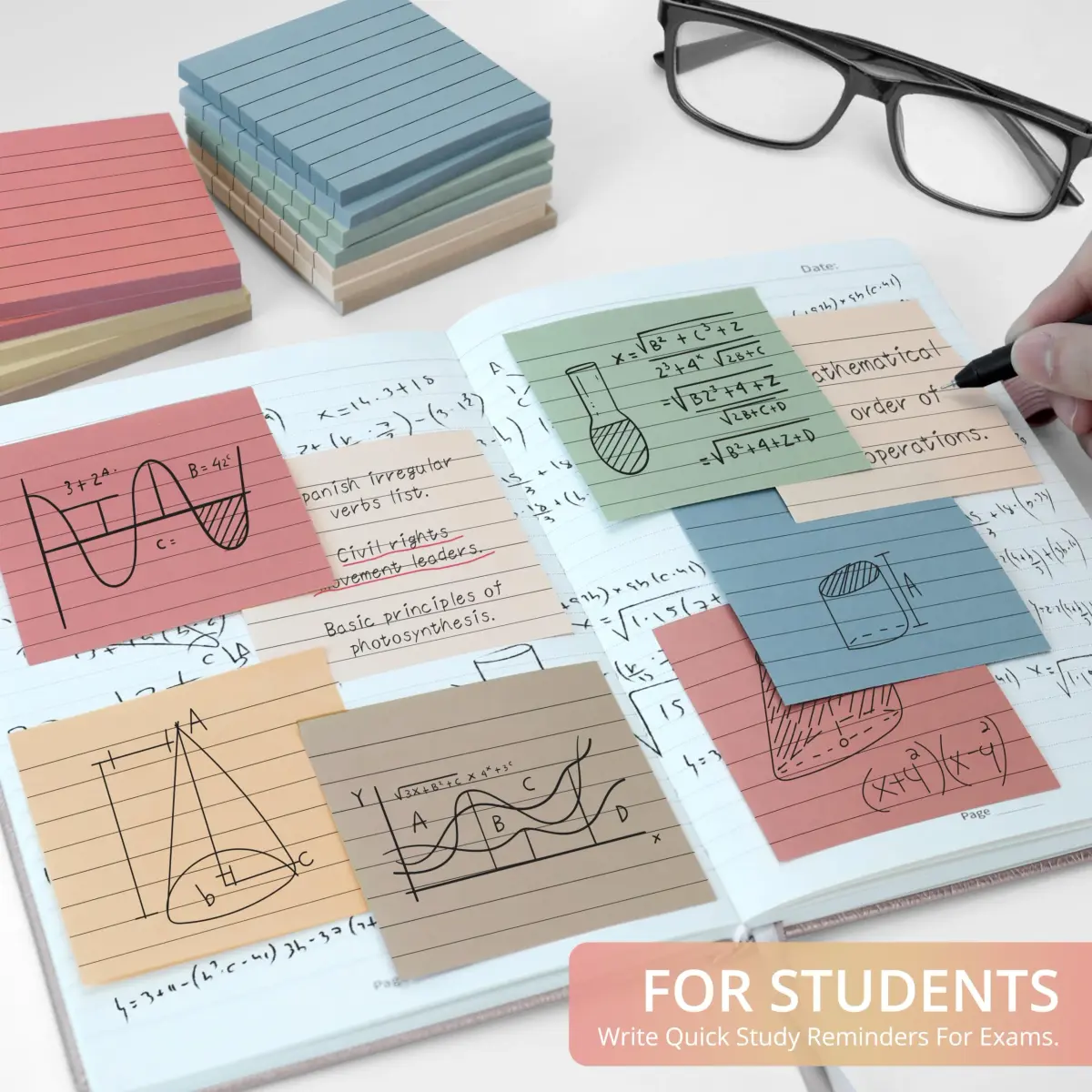 Taja Lined Sticky Notes 3x3 Inches, 36 Pads | Vintage Pastel Colors for Organization - view 6