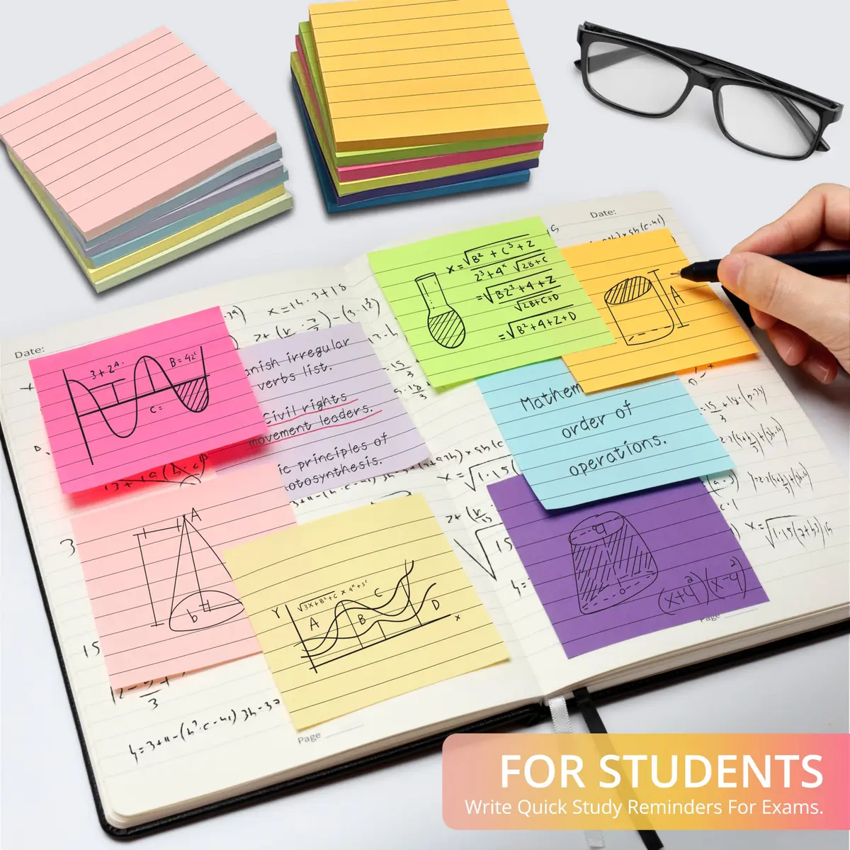 Taja Lined Sticky Notes 36 Pads, 7.62 cm (3 x 3 Inches), 50 Sheets/Pad | Bright Color for Office & Study - view 6