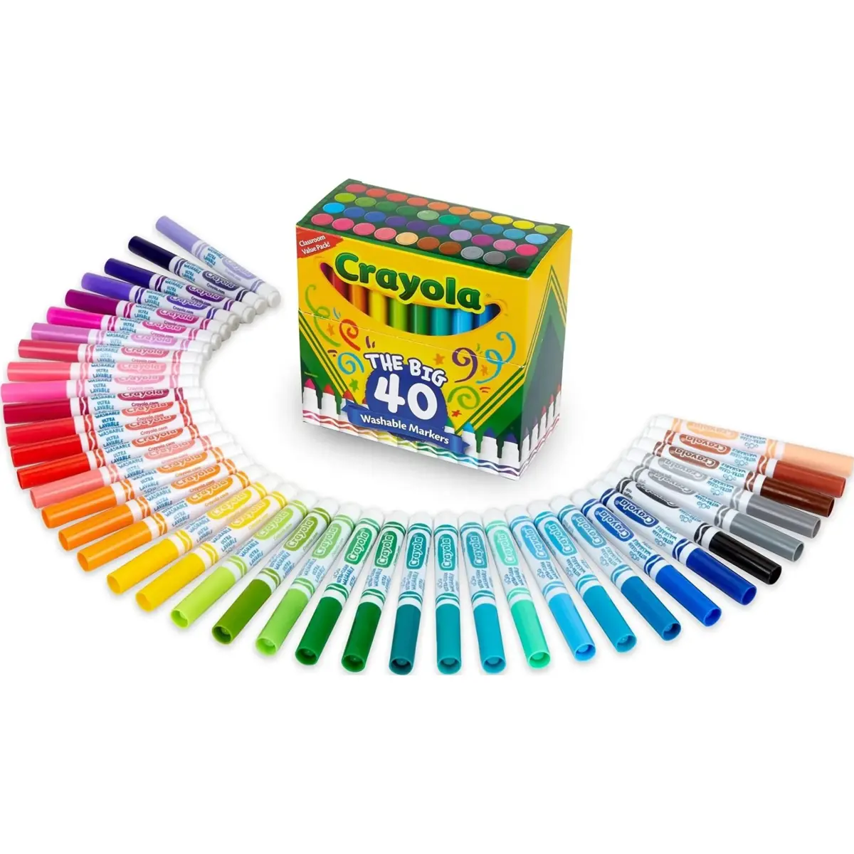 Crayola Ultra Clean Washable Markers (40 Count, 2mm Broad Line) | Non-Toxic, Assorted Colors for Kids - main product image