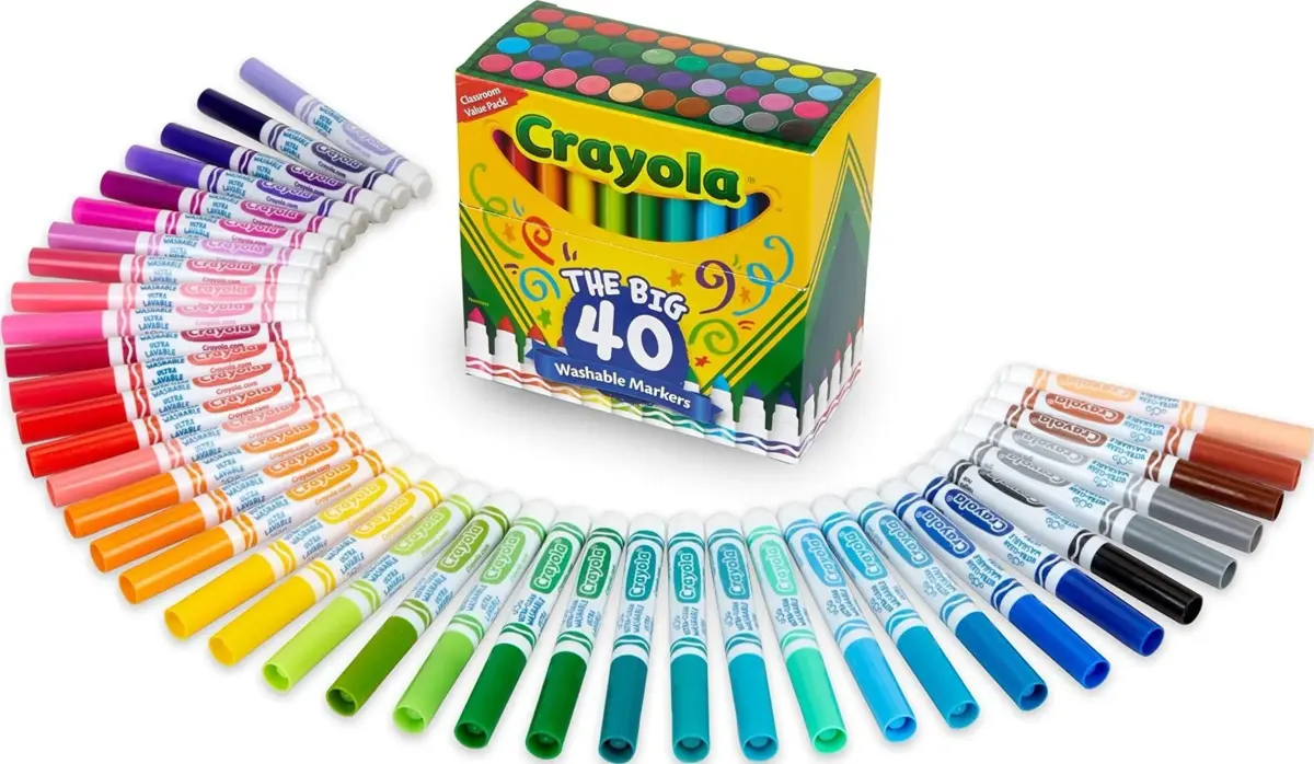 Crayola Ultra Clean Washable Markers (40 Count, 2mm Broad Line) | Non-Toxic, Assorted Colors for Kids - main product image