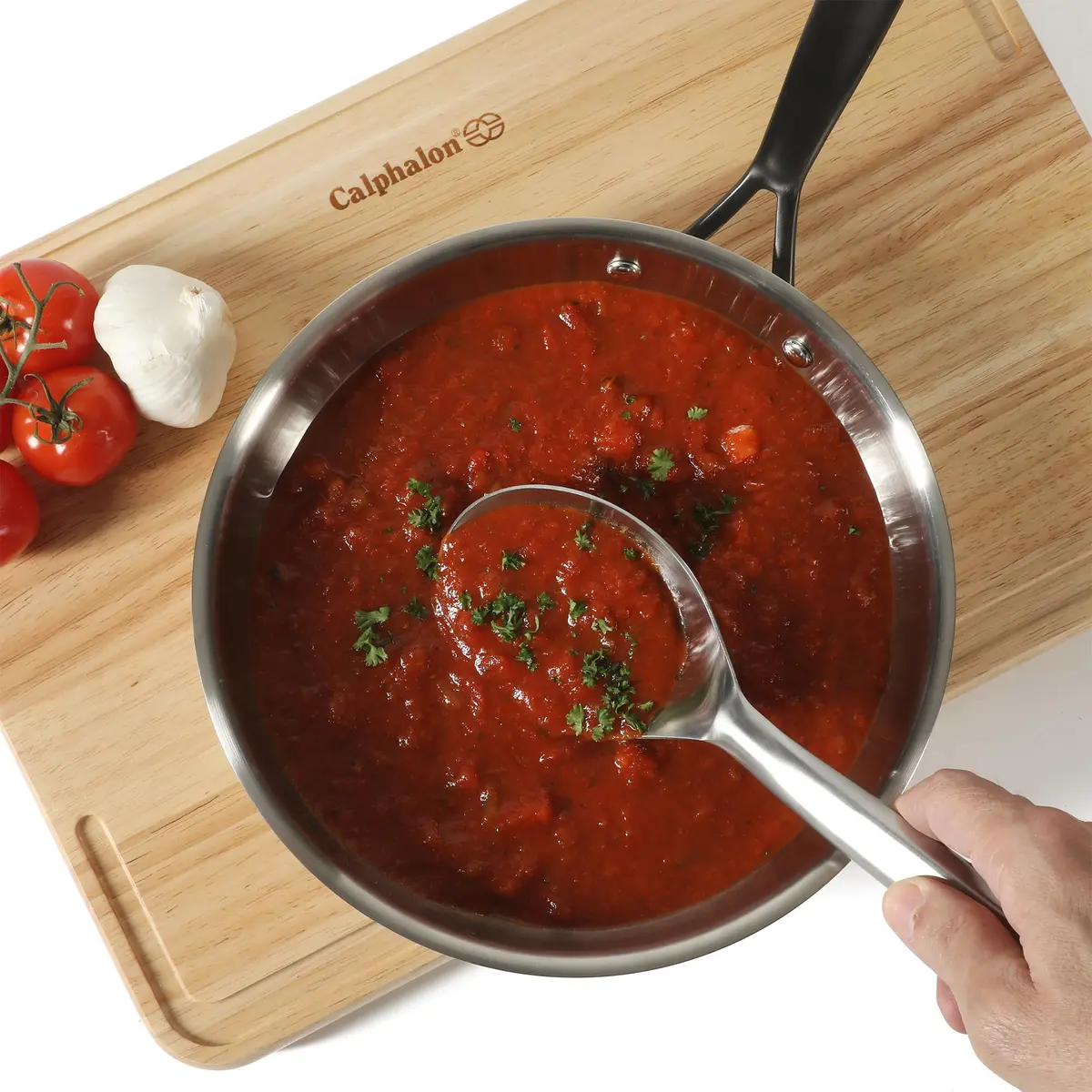 Calphalon Prime Stainless Steel Cooking Spoon | Stirring & Serving Utensil with Weighted Handle - view 8