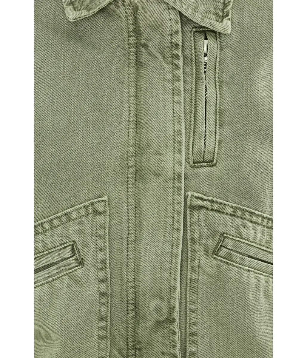 BLANKNYC Vibe Check Jacket Green X-Small | Women's Twill Coat with Zipper & Pockets - view 5