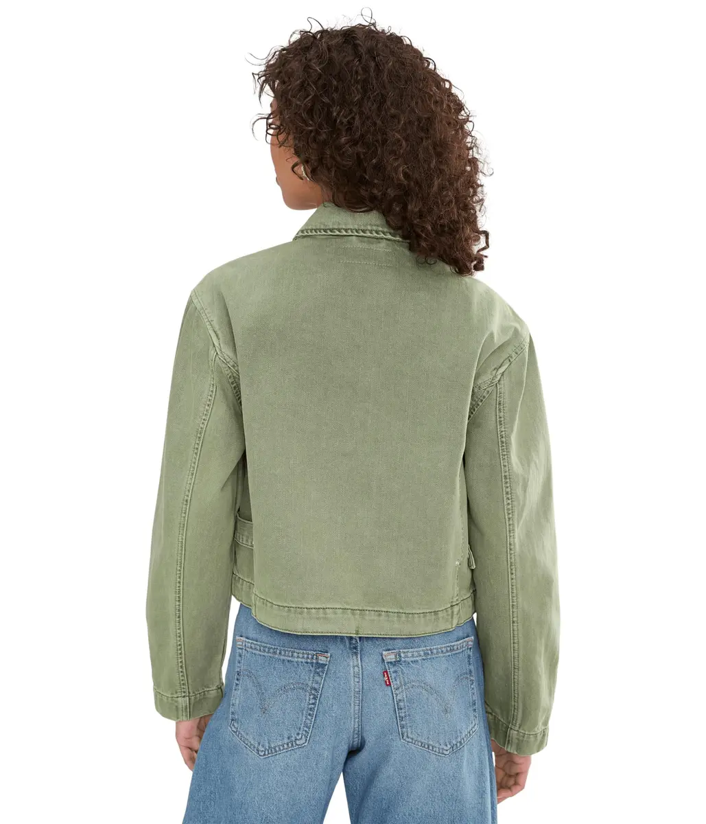 BLANKNYC Vibe Check Jacket Green X-Small | Women's Twill Coat with Zipper & Pockets - view 4