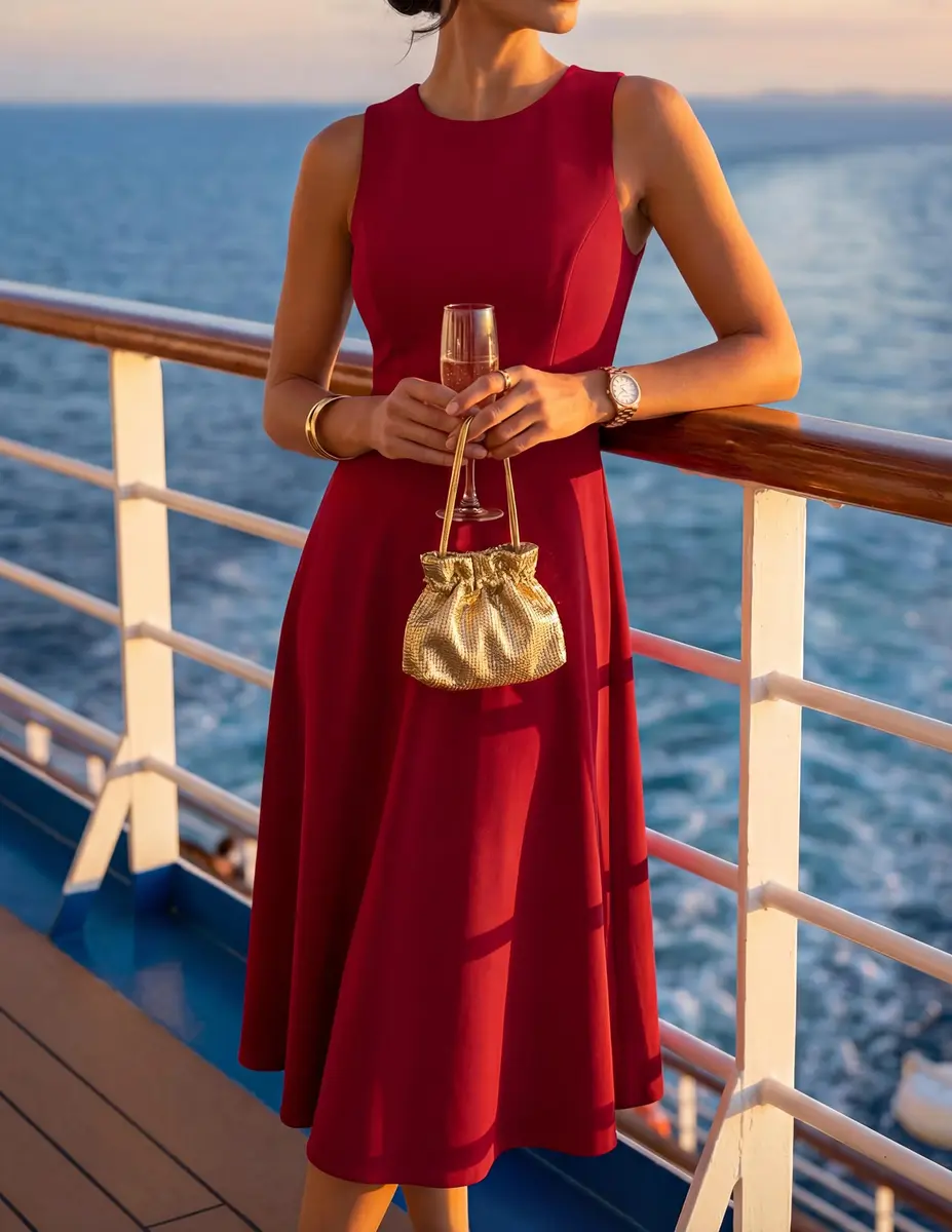 ZESICA Women's Sleeveless Flowy A Line Wedding Guest Midi Dress Red S | Elegant Summer Midi Dress - view 3
