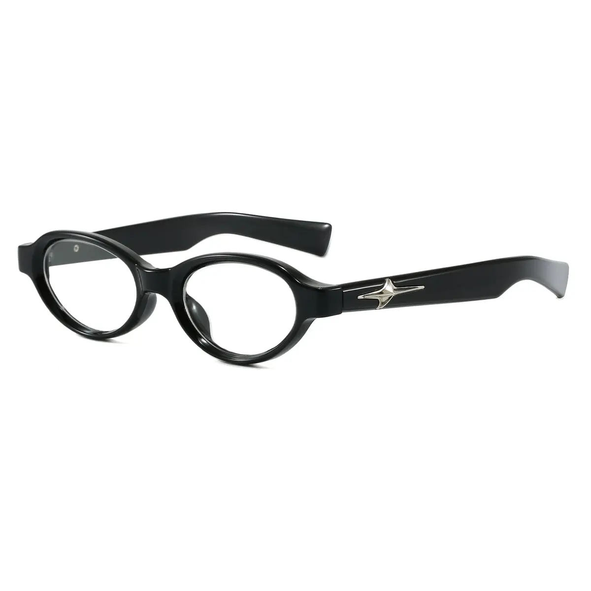 SUNBSR Retro Small Oval Blue Light Glasses for Women Men (Black) | 99% Blue Light & UV Block | Classic Style - main product image
