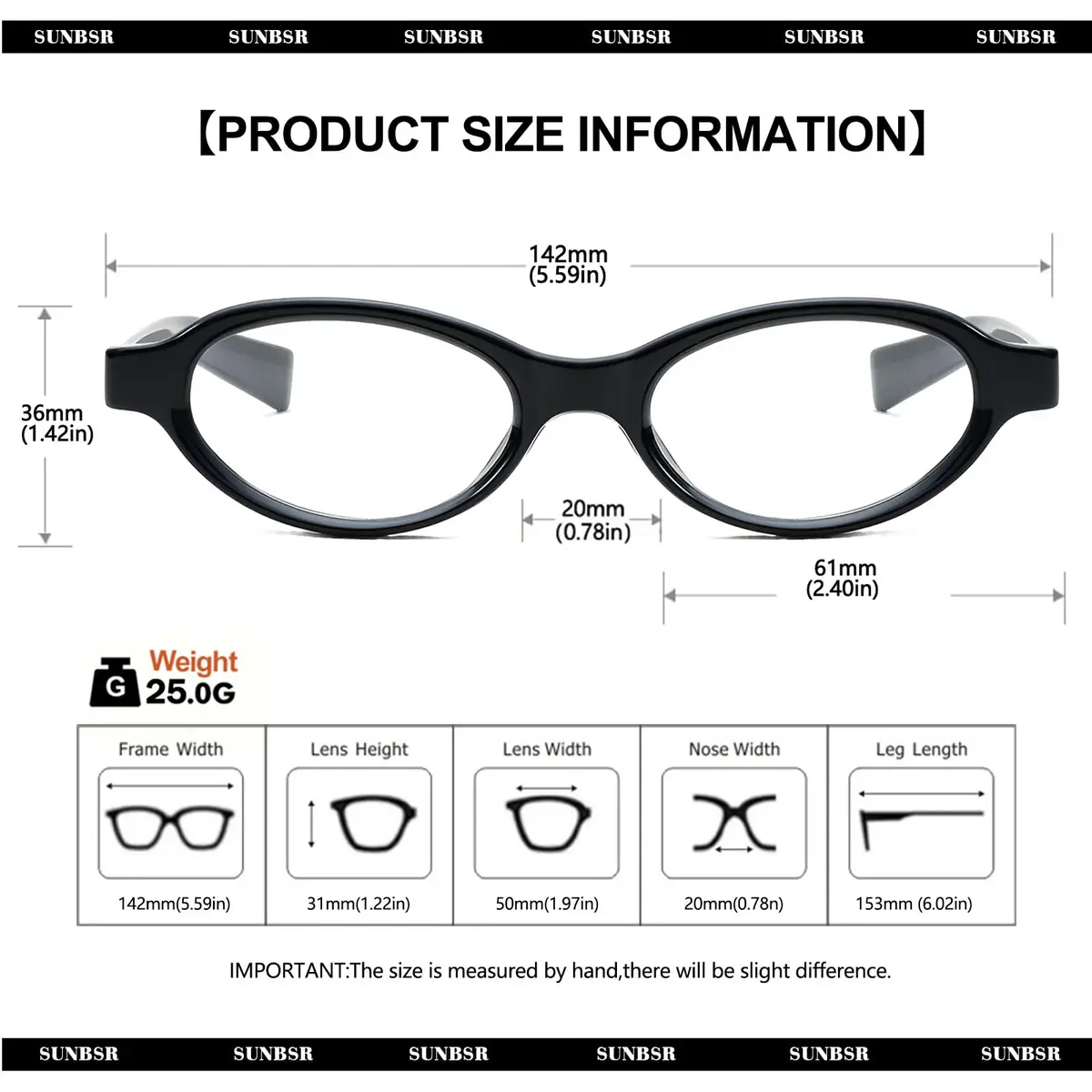 SUNBSR Retro Small Oval Blue Light Glasses for Women Men (Black) | 99% Blue Light & UV Block | Classic Style - view 9