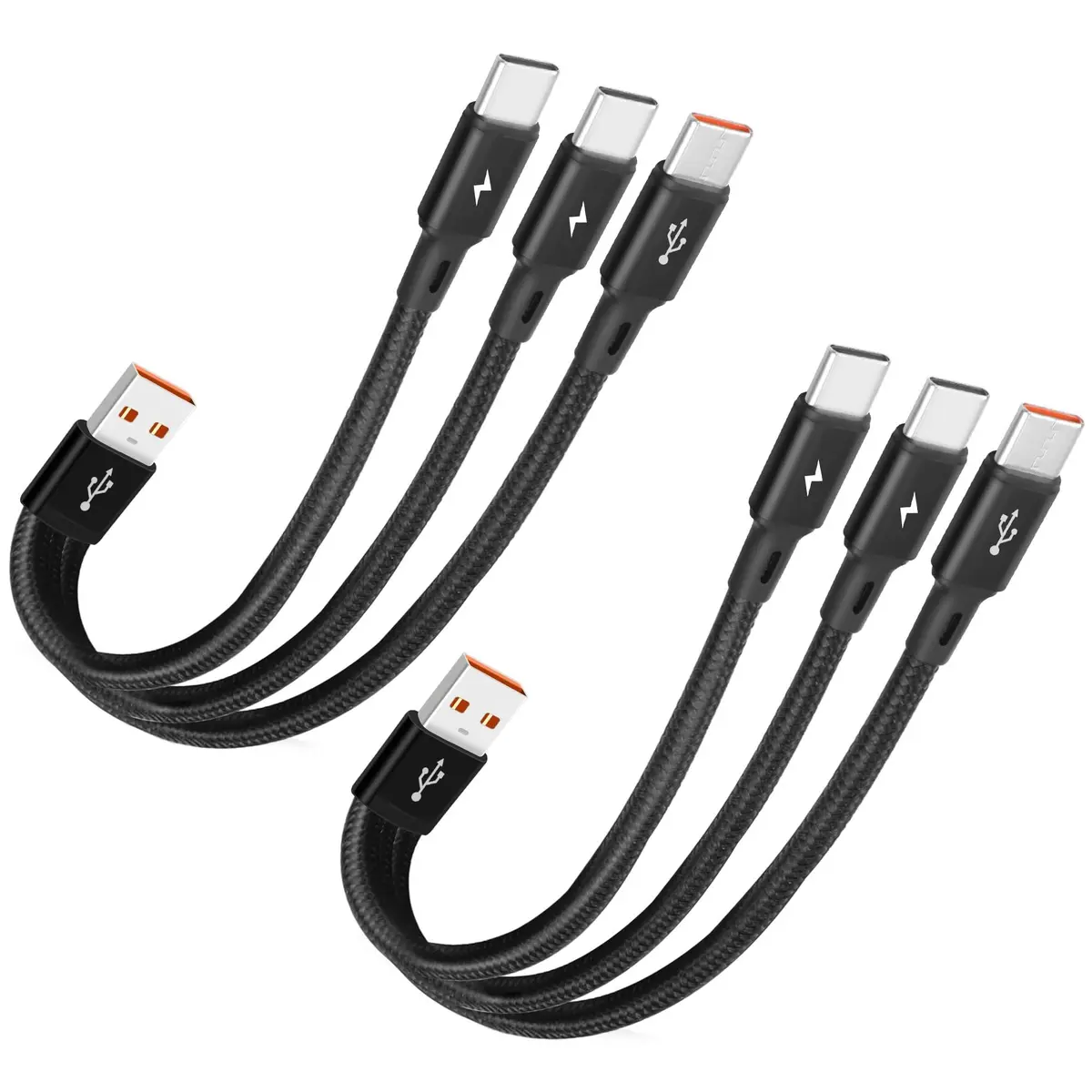GELRHONR 2-Pack USB C Splitter Cable 120cm (47.2in) | 3-in-1 Fast Charging & Data Transfer - main product image