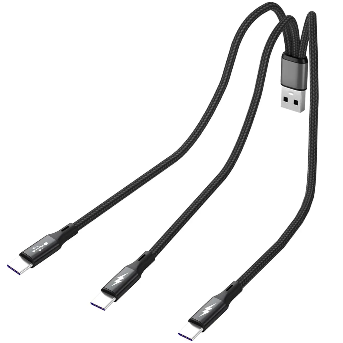 GELRHONR 2-Pack USB C Splitter Cable 120cm (47.2in) | 3-in-1 Fast Charging & Data Transfer - view 8