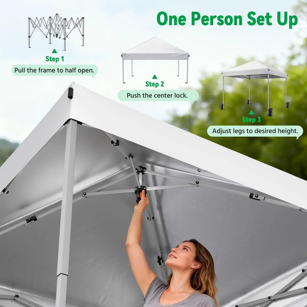 Driftalia 10x10 Pop Up Canopy Tent One-Push Center Lock, Portable Shelter - view 2