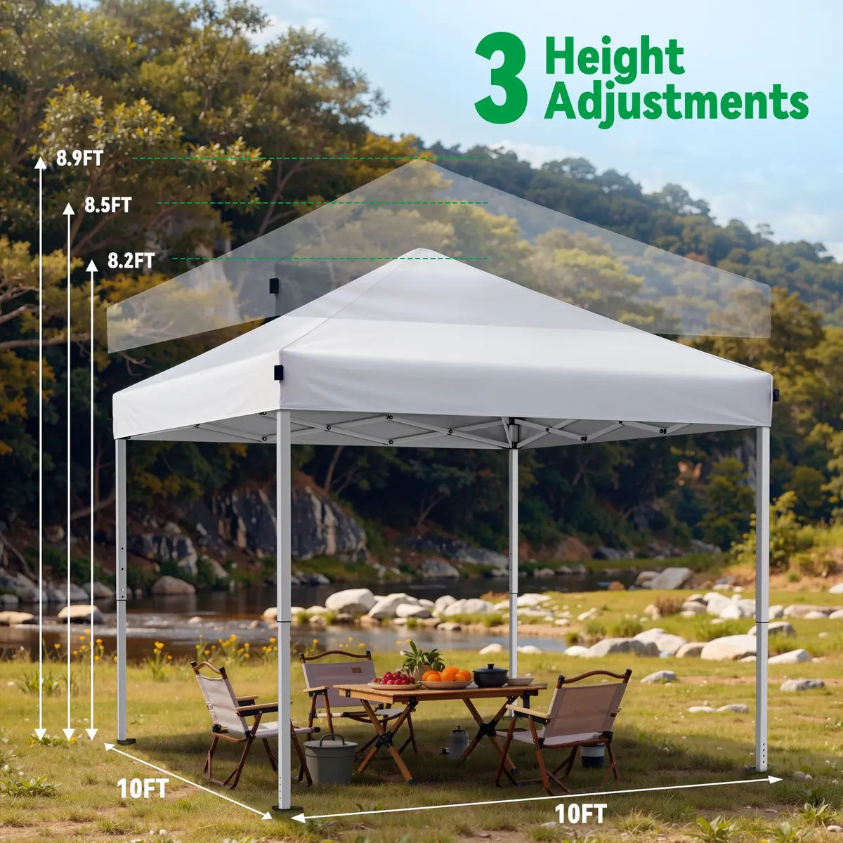 Driftalia 10x10 Pop Up Canopy Tent One-Push Center Lock, Portable Shelter - view 4
