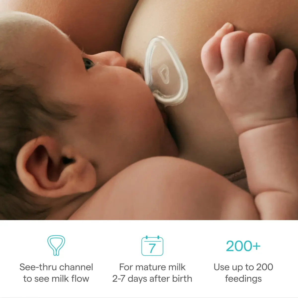 Munchkin Flow 16mm Nipple Shield for Breastfeeding Newborns, Silicone Latch Monitor with Visible Milk Flow Channel, Nursing Support for Sore Nipples | BPA-Free, 1 Count - view 2