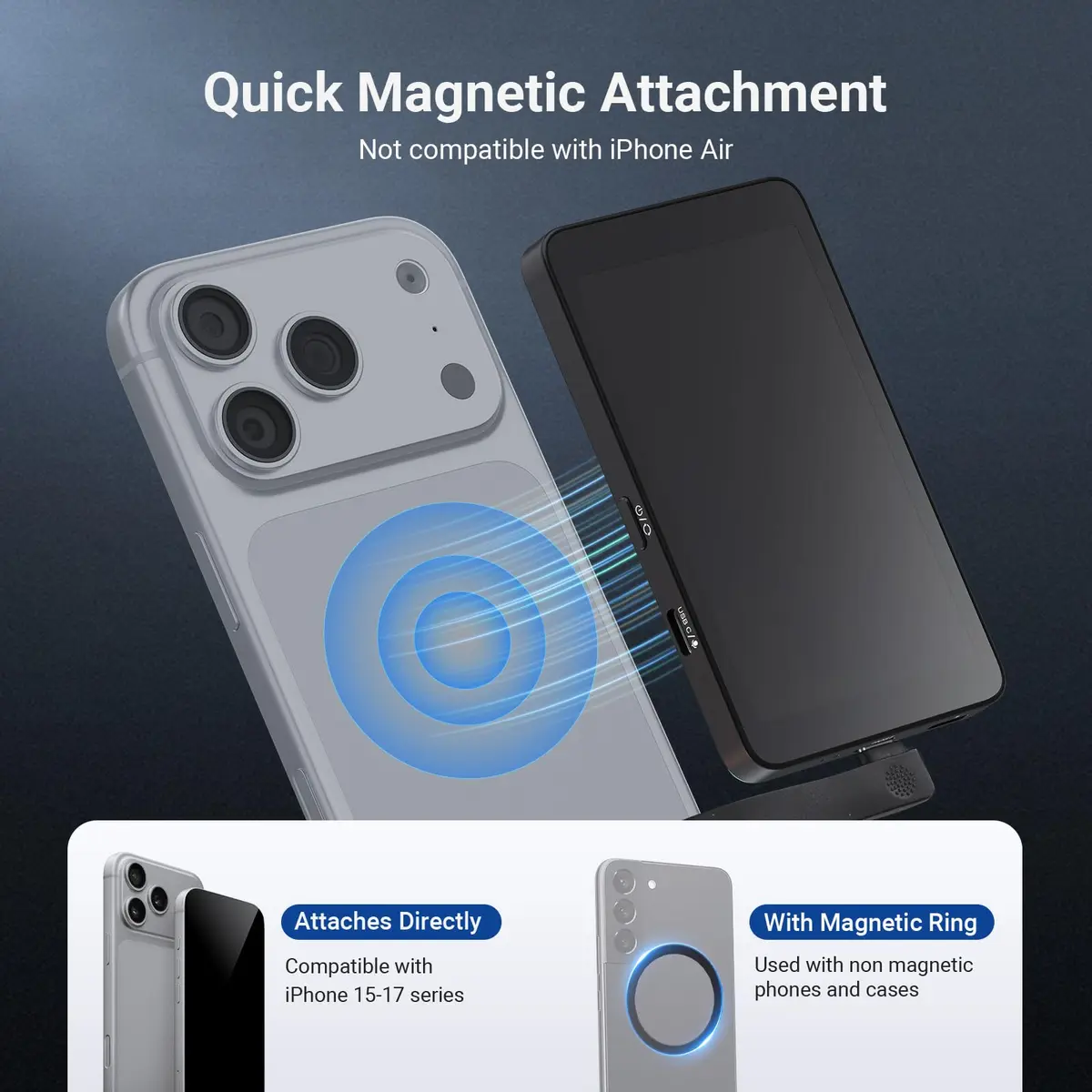 NEEWER M4C 4" Magnetic Selfie Monitor Screen | 4K 120fps Wired Recording for DP Phones - view 5